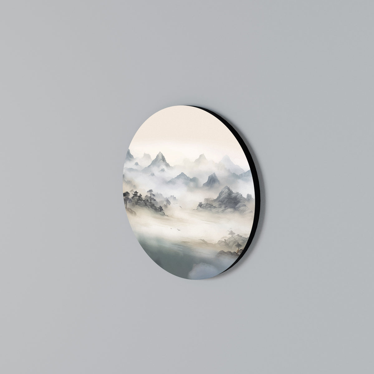 HIDDEN TEMPLE MIST Rundes Wandbild