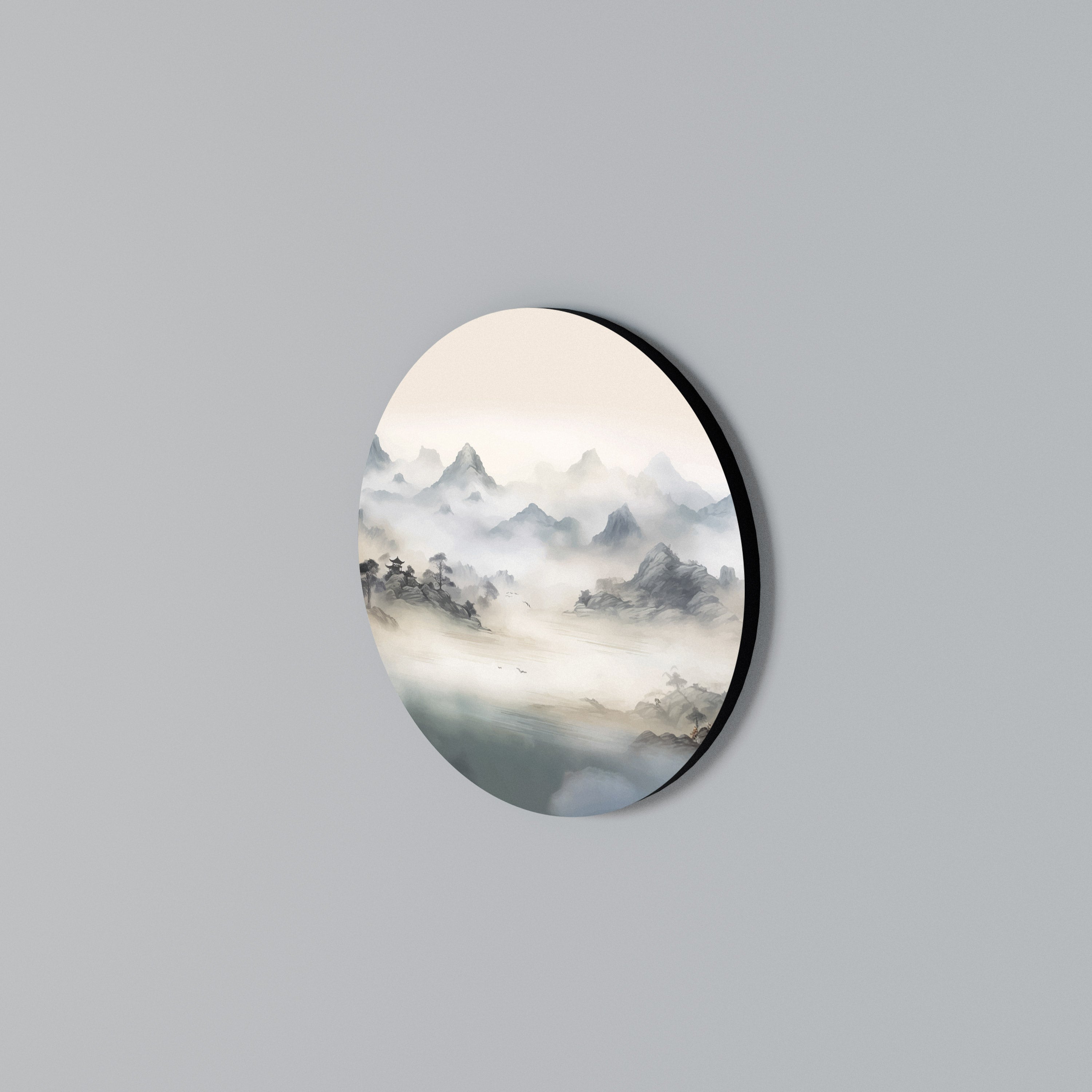 HIDDEN TEMPLE MIST Rundes Wandbild