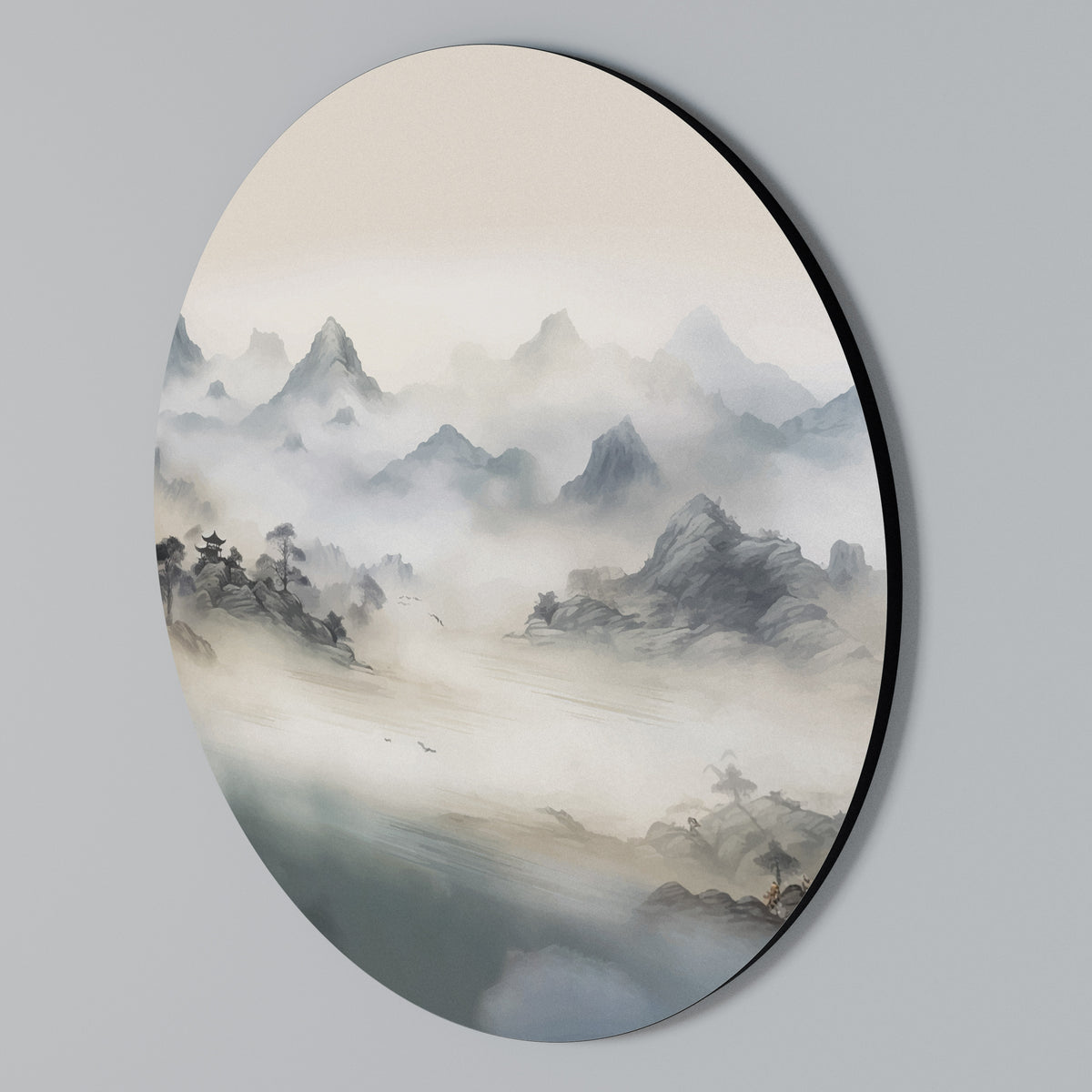 HIDDEN TEMPLE MIST Rundes Wandbild