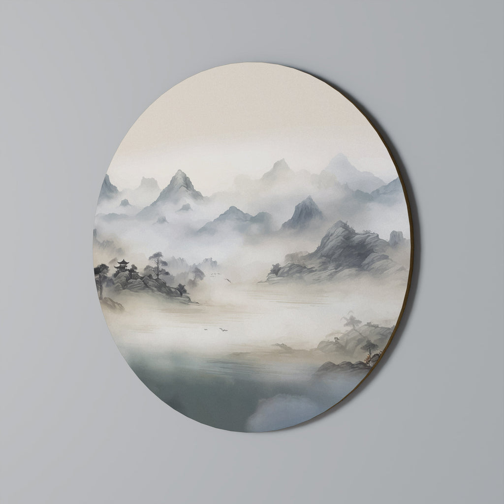 HIDDEN TEMPLE MIST Runde Wanddekoration Ø 69 cm
