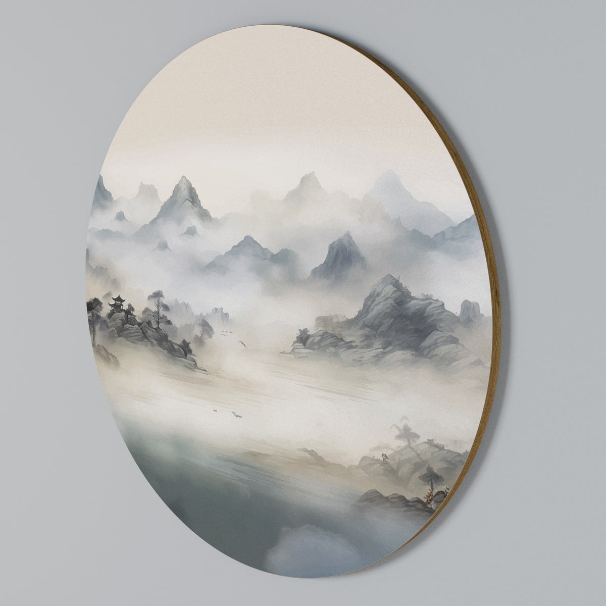 HIDDEN TEMPLE MIST Rundes Wandbild