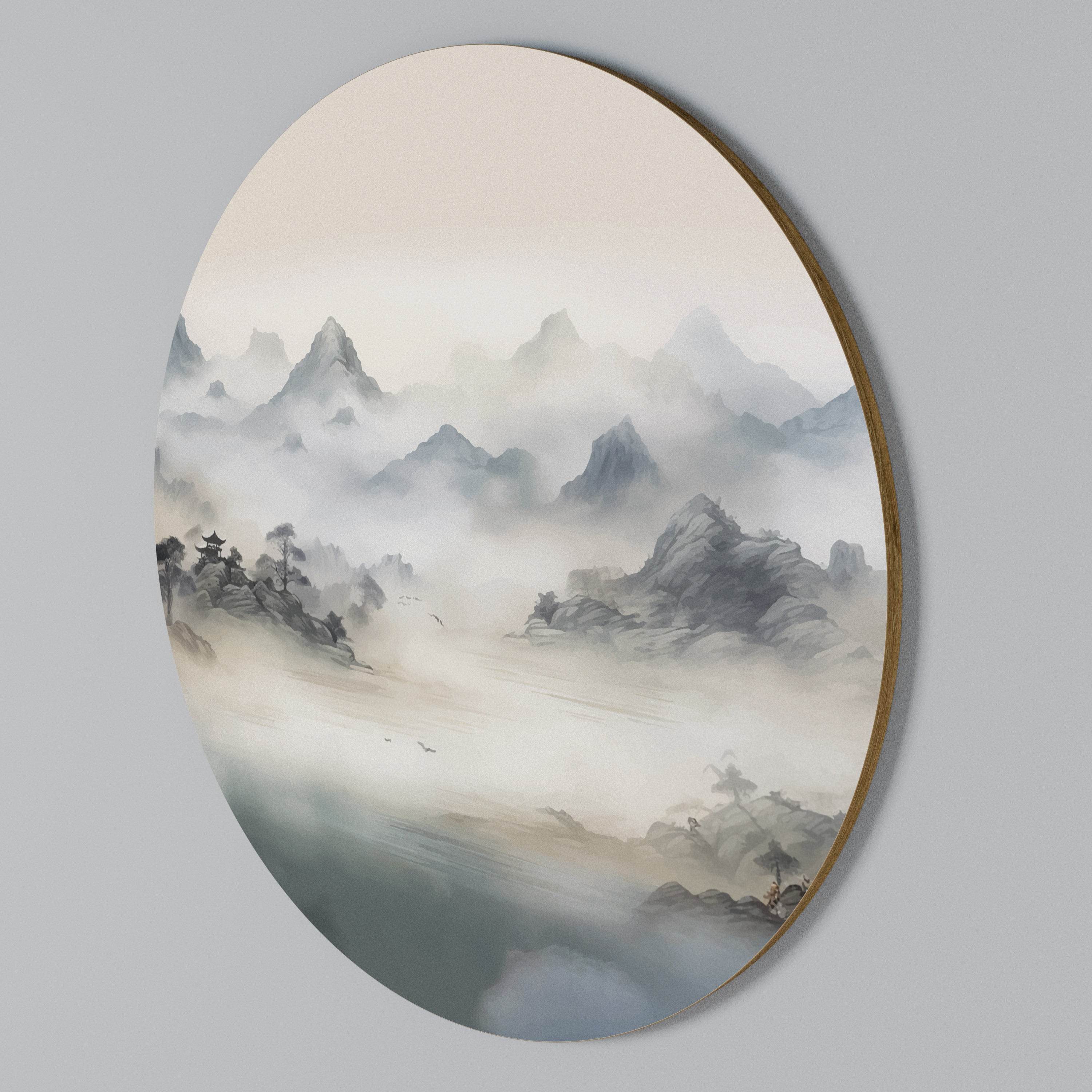 HIDDEN TEMPLE MIST Rundes Wandbild