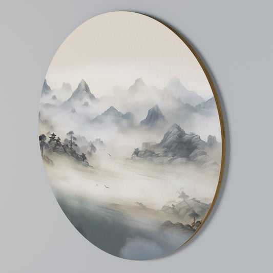 HIDDEN TEMPLE MIST Rundes Wandbild