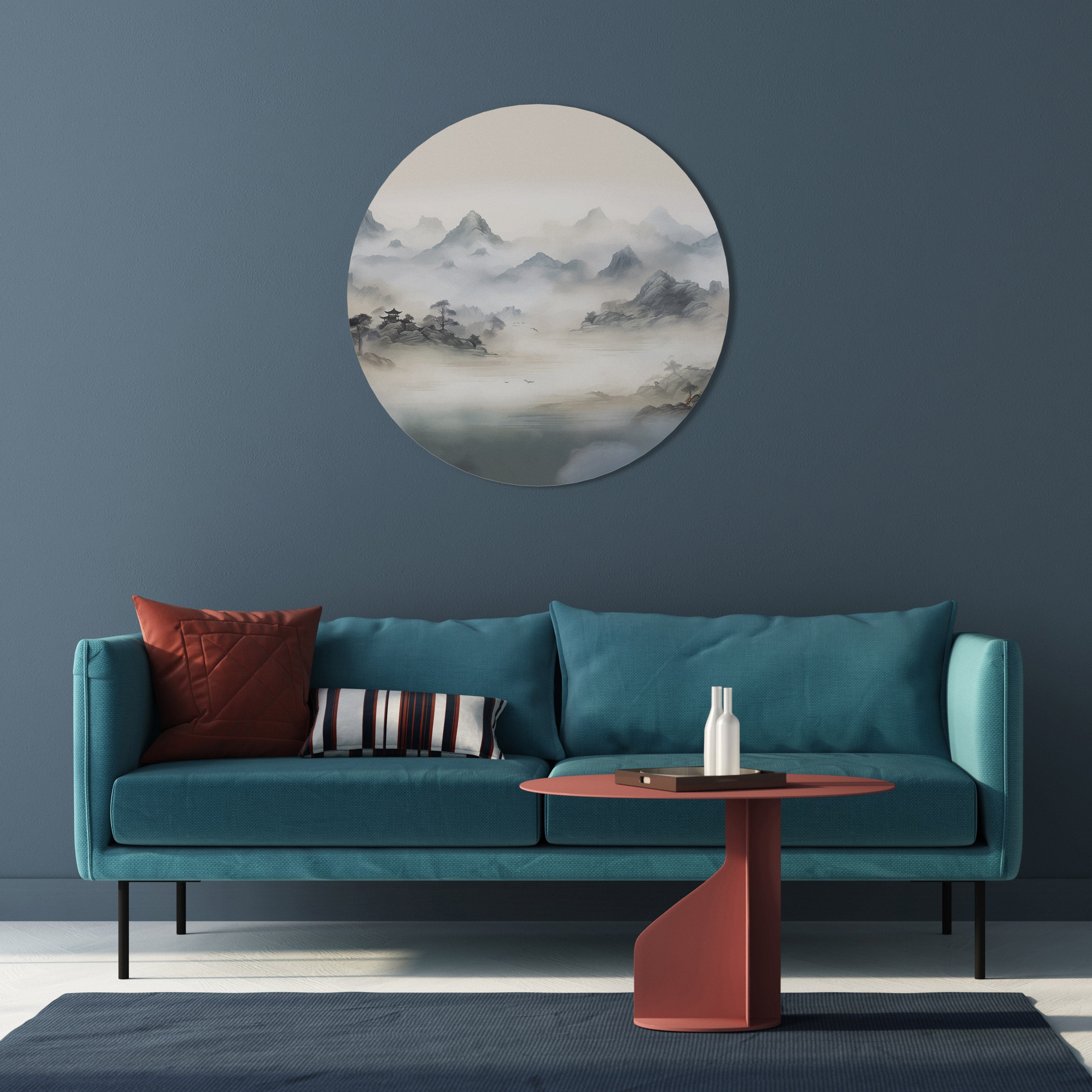 HIDDEN TEMPLE MIST Runde Wanddekoration Ø 69 cm