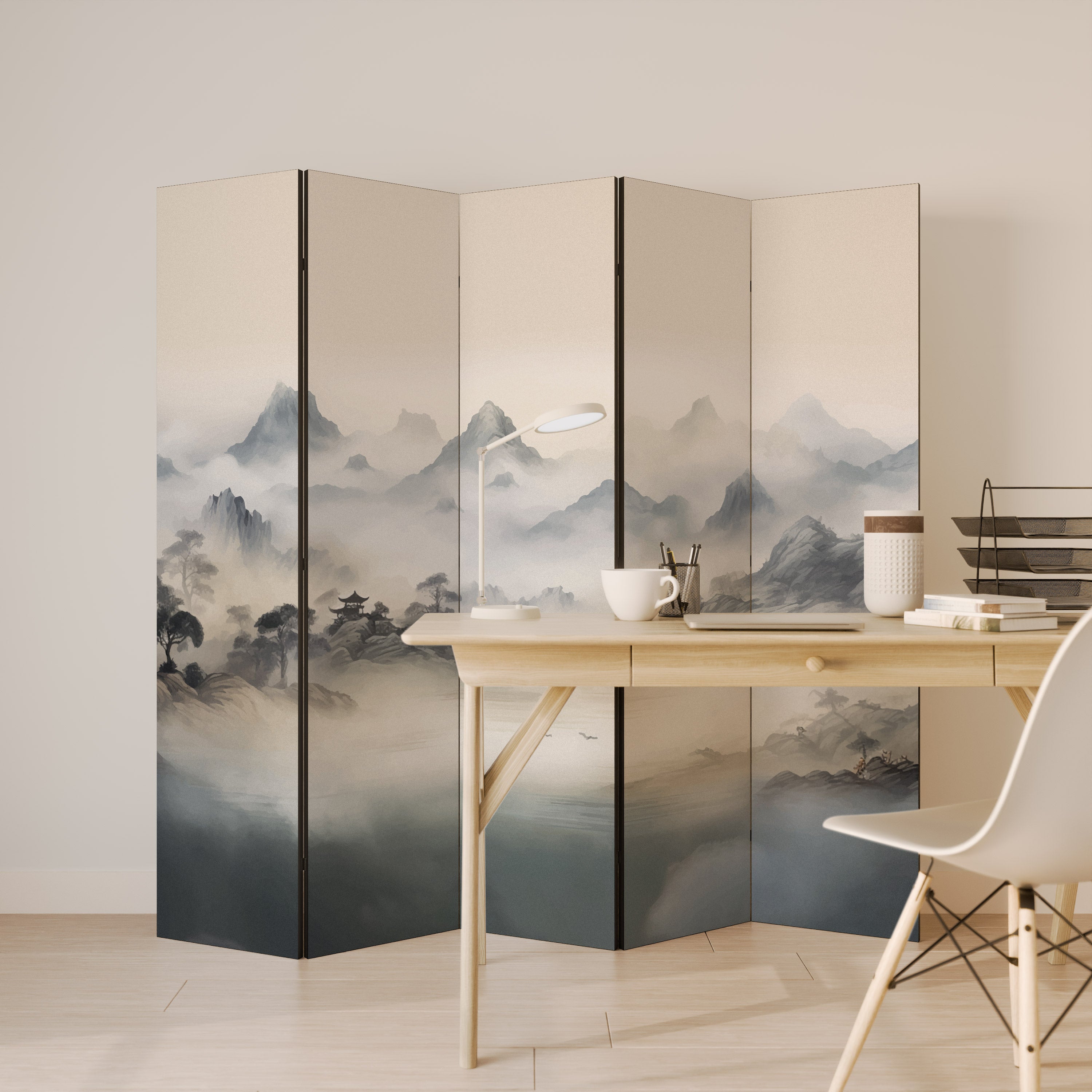 HIDDEN TEMPLE MIST 5-teiliger Paravent