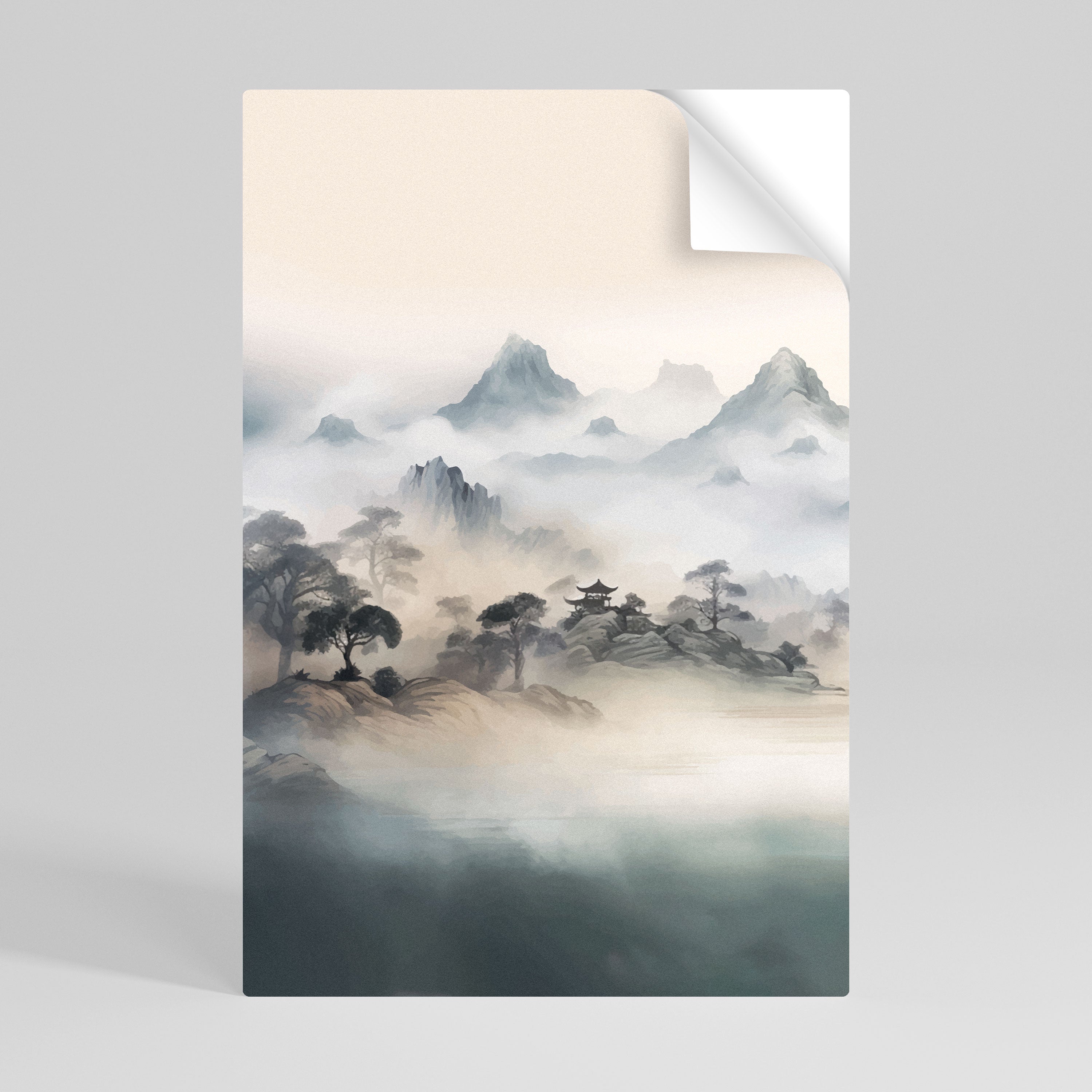 HIDDEN TEMPLE MIST Selbstklebendes Poster - Hochformat