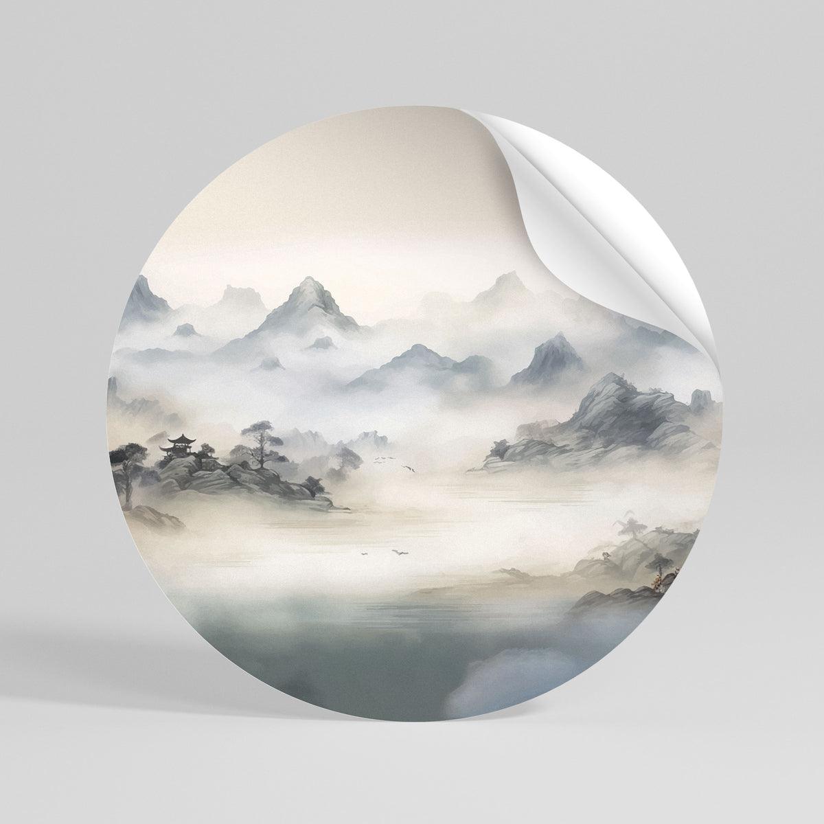 HIDDEN TEMPLE MIST Runder Wandsticker zum Abziehen und Aufkleben