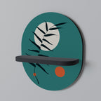 MYSTERIOUS LEAF Oval Art Shelf In Black Finish