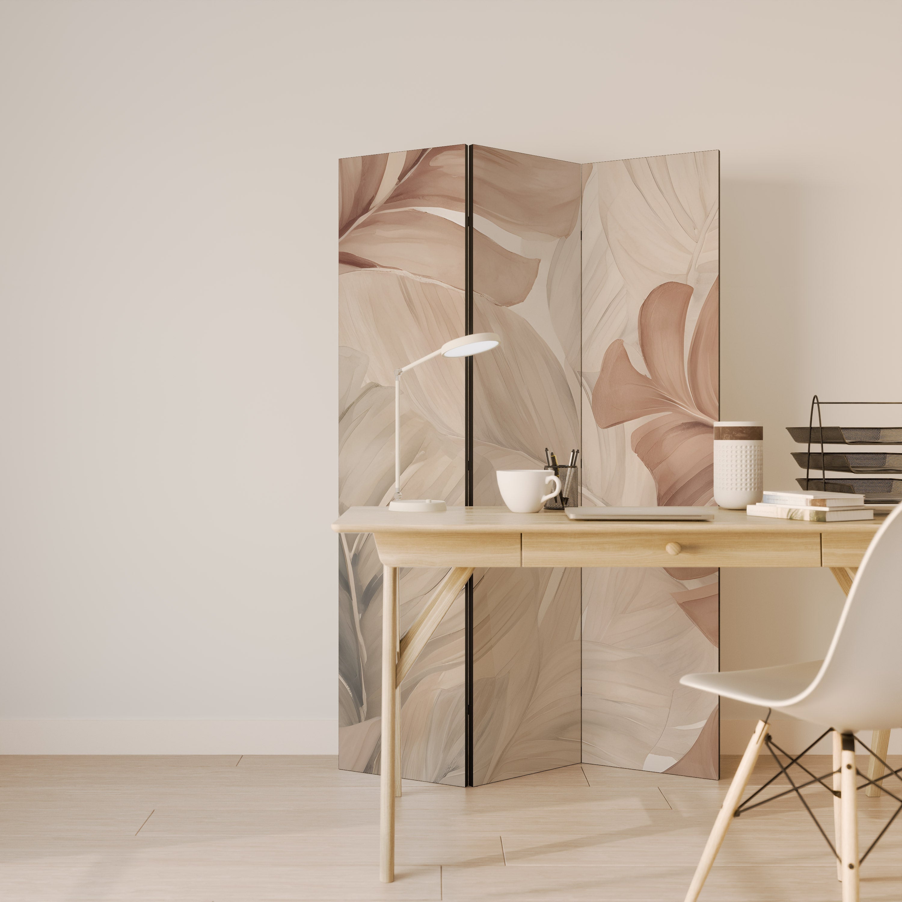 Dekorativer 3-teiliger Raumteiler „SOFT TONES OF FOLIAGE“