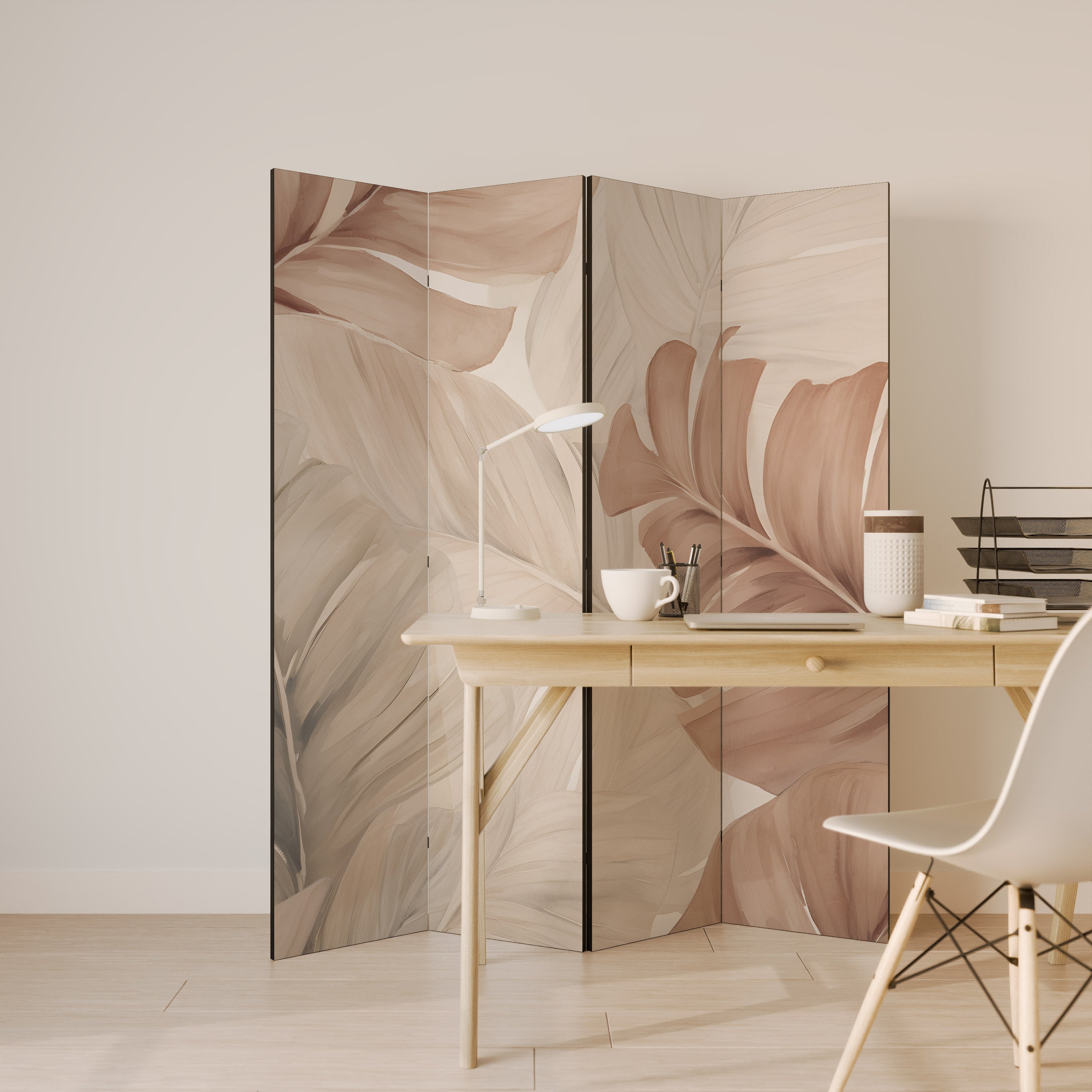 SOFT TONES OF FOLIAGE 4-Panel Room Divider