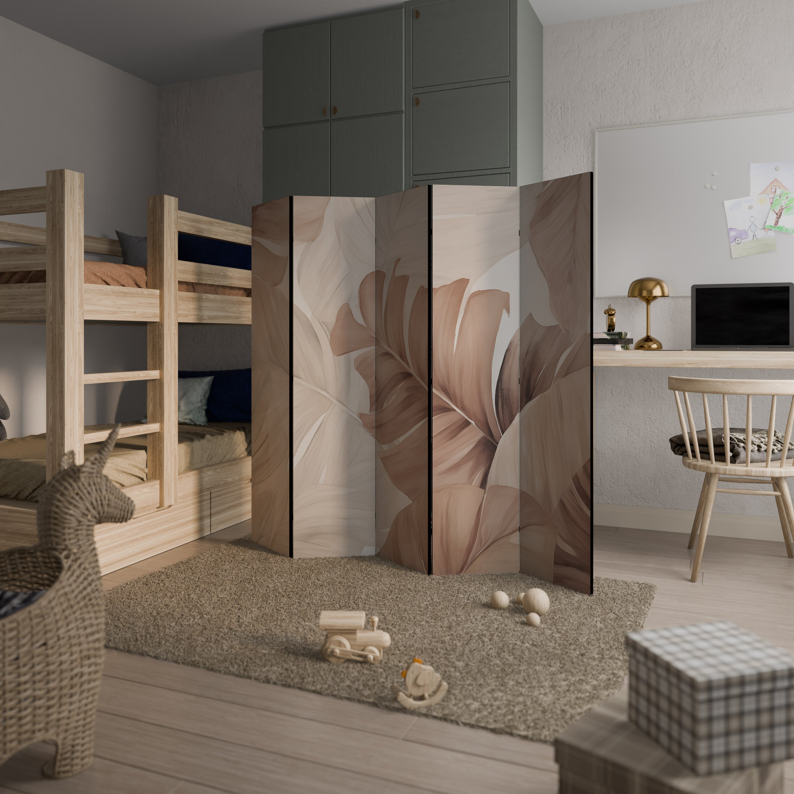 SOFT TONES OF FOLIAGE 5-Panel Room Divider