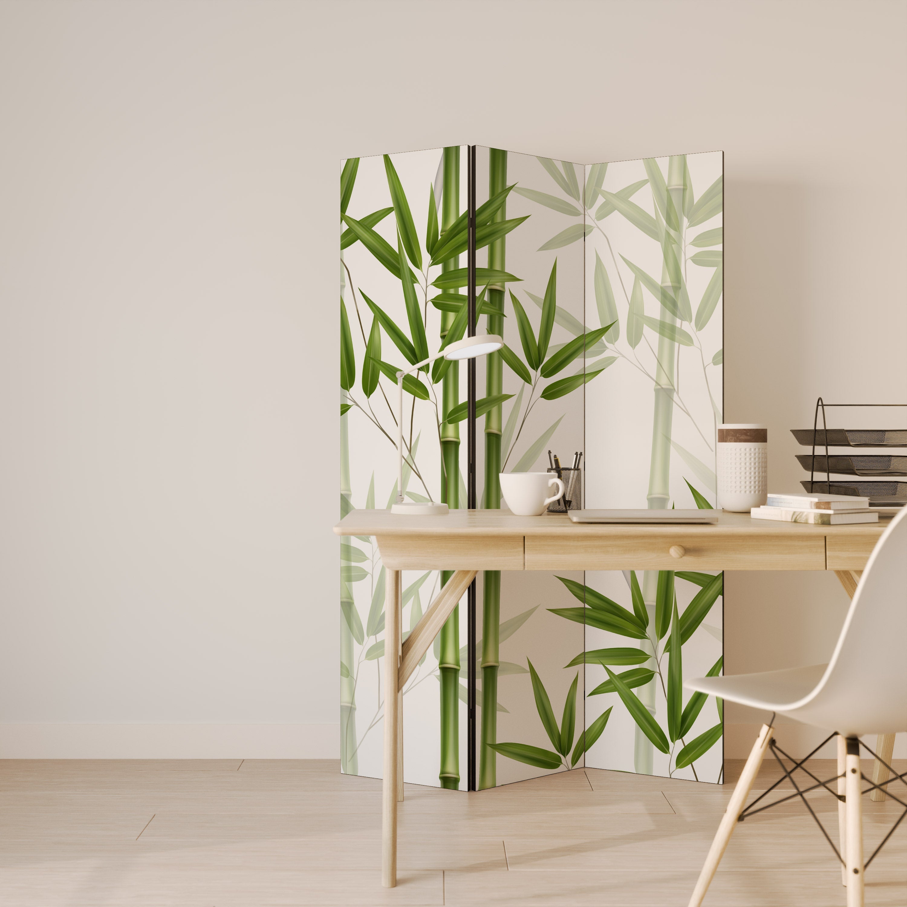 SERENE BAMBOO WHISPERS Dekorativer 3-teiliger Raumteiler