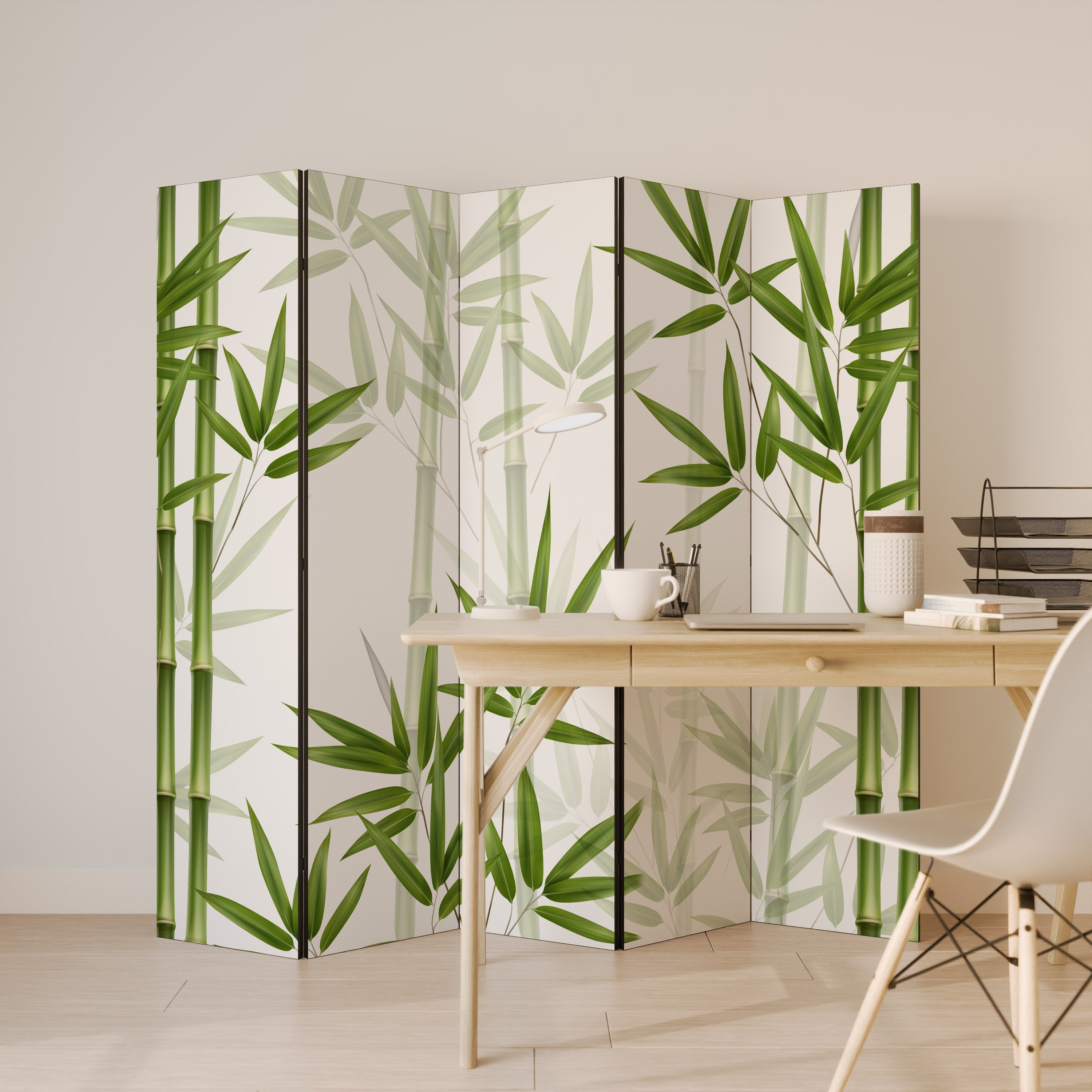 SERENE BAMBOO WHISPERS Dekorativer 5-teiliger Raumteiler
