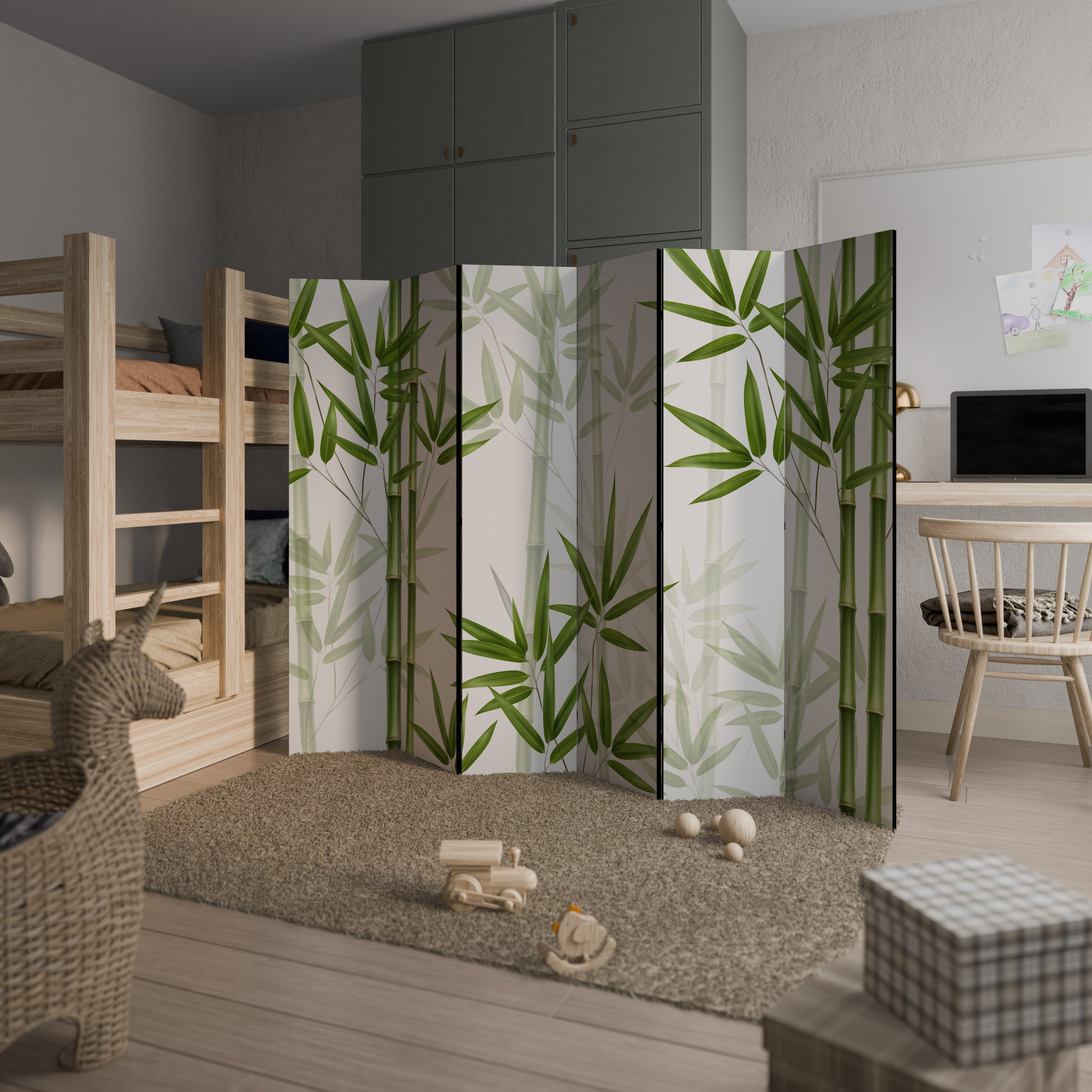 SERENE BAMBOO WHISPERS Dekorativer 6-teiliger Raumteiler
