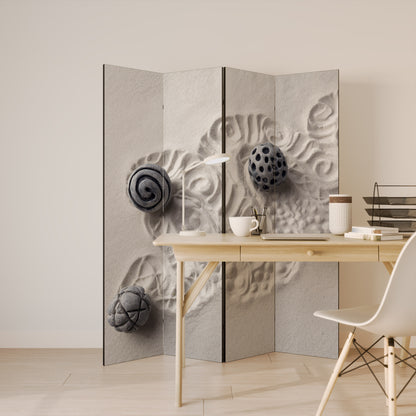 SAND SCULPTED SERENITY 4-Panel Room Divider
