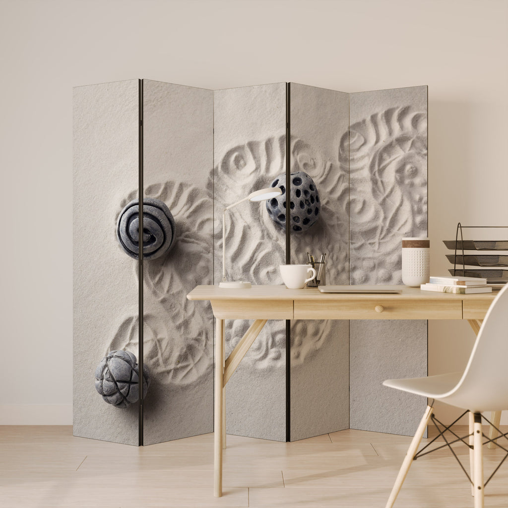 SAND SCULPTED SERENITY Dekorativer 5-teiliger Raumteiler
