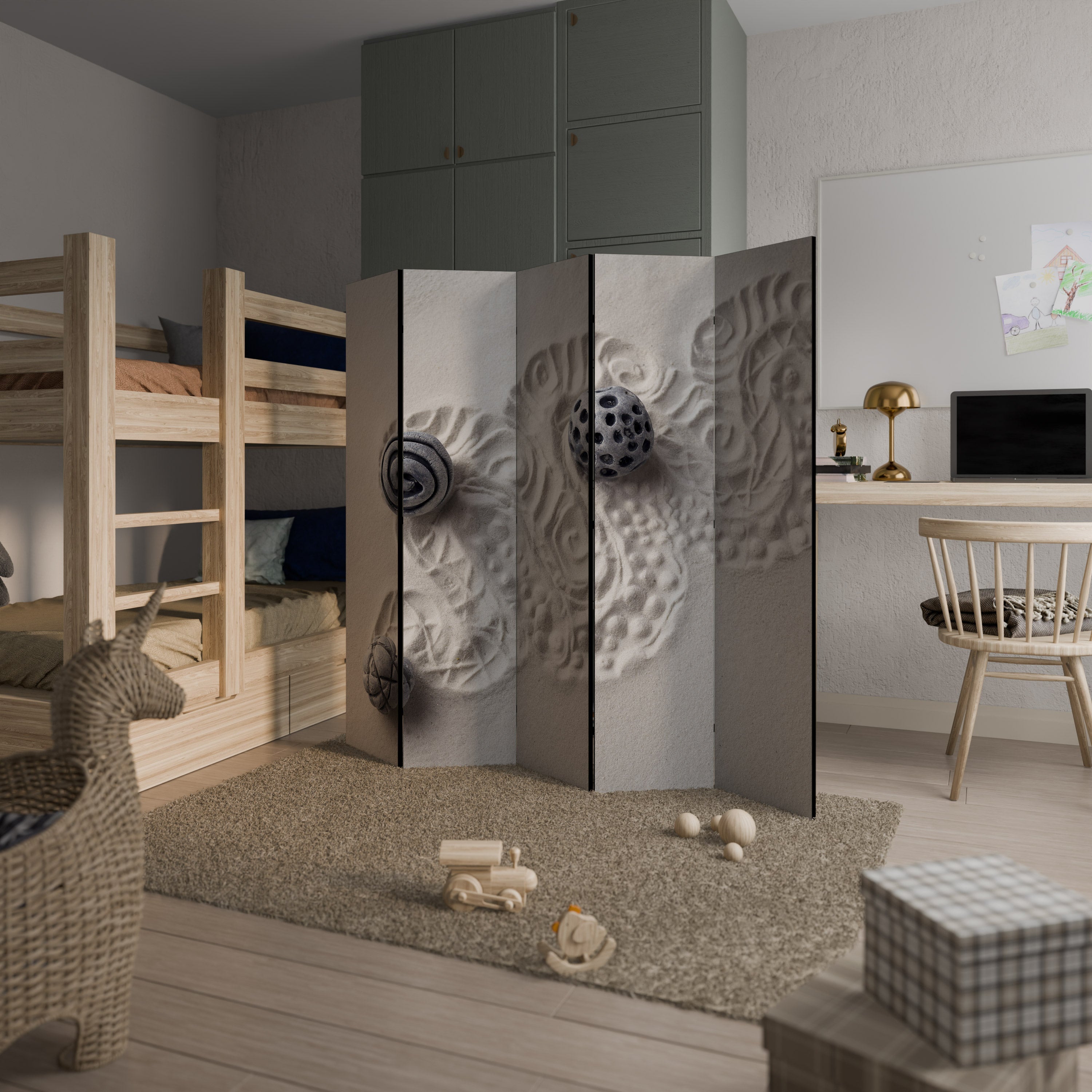 SAND SCULPTED SERENITY Dekorativer 5-teiliger Raumteiler