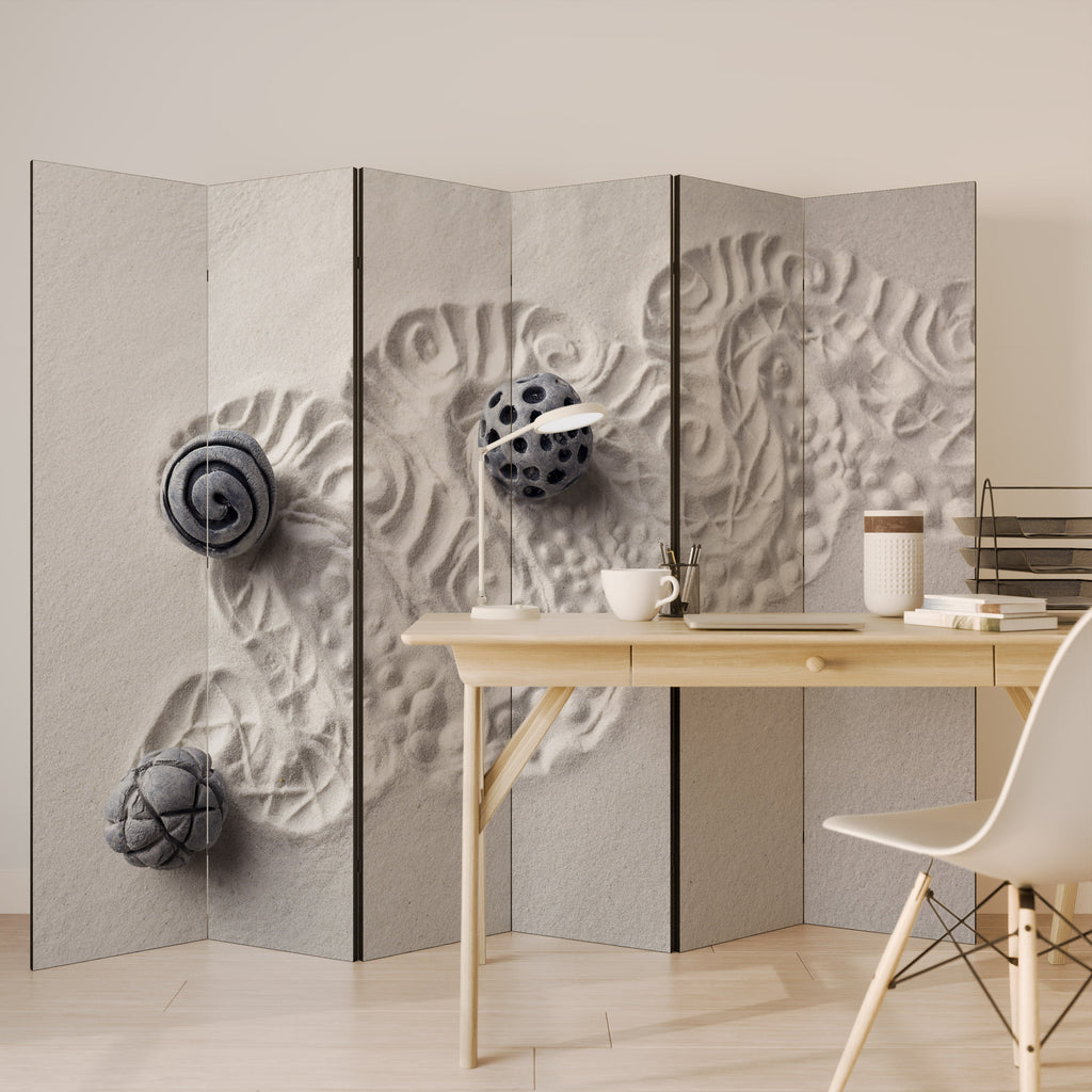 SAND SCULPTED SERENITY Dekorativer 6-teiliger Raumteiler