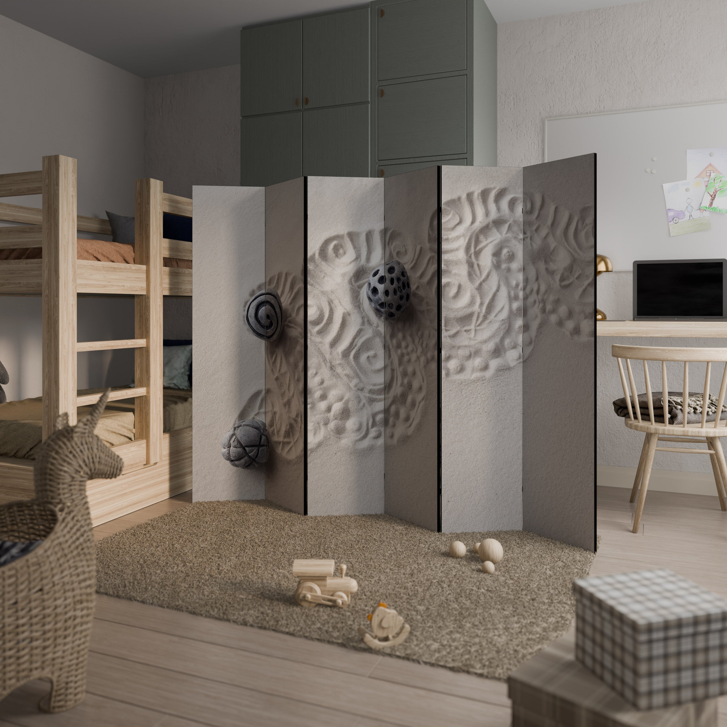 SAND SCULPTED SERENITY Dekorativer 6-teiliger Raumteiler