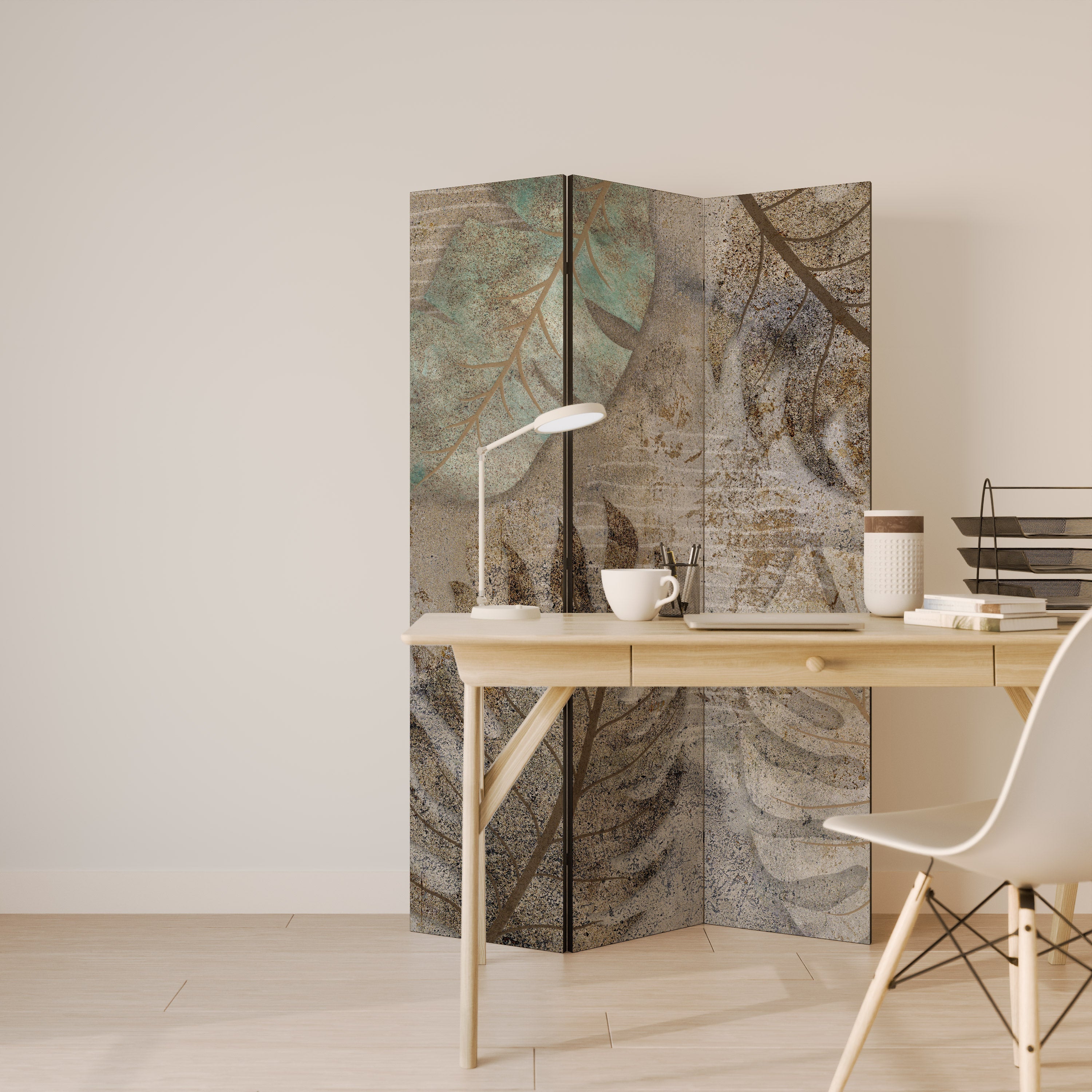 TEXTURED TRANQUILITY Dekorativer 3-teiliger Raumteiler