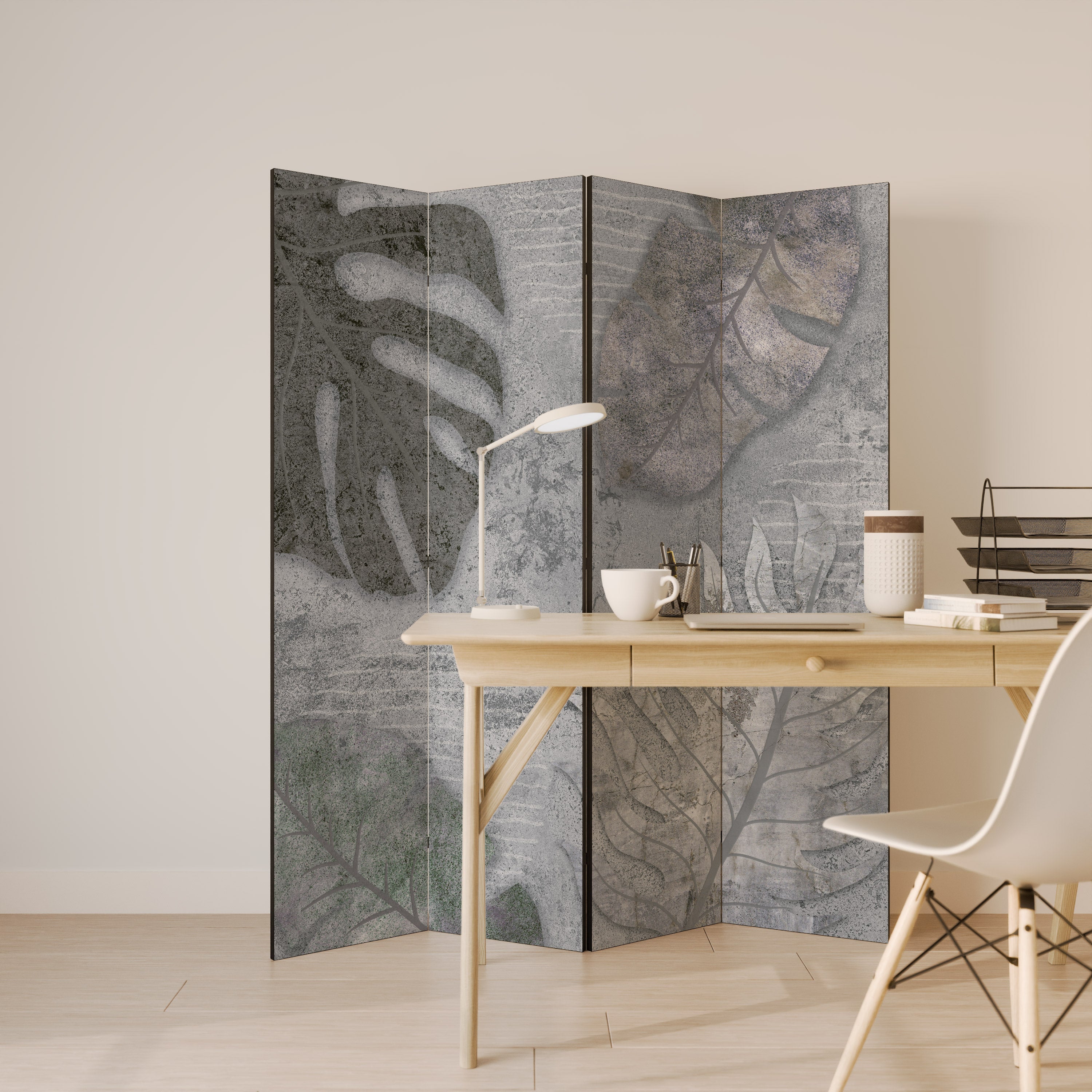 VINTAGE GREENERY Dekorativer 4-teiliger Raumteiler