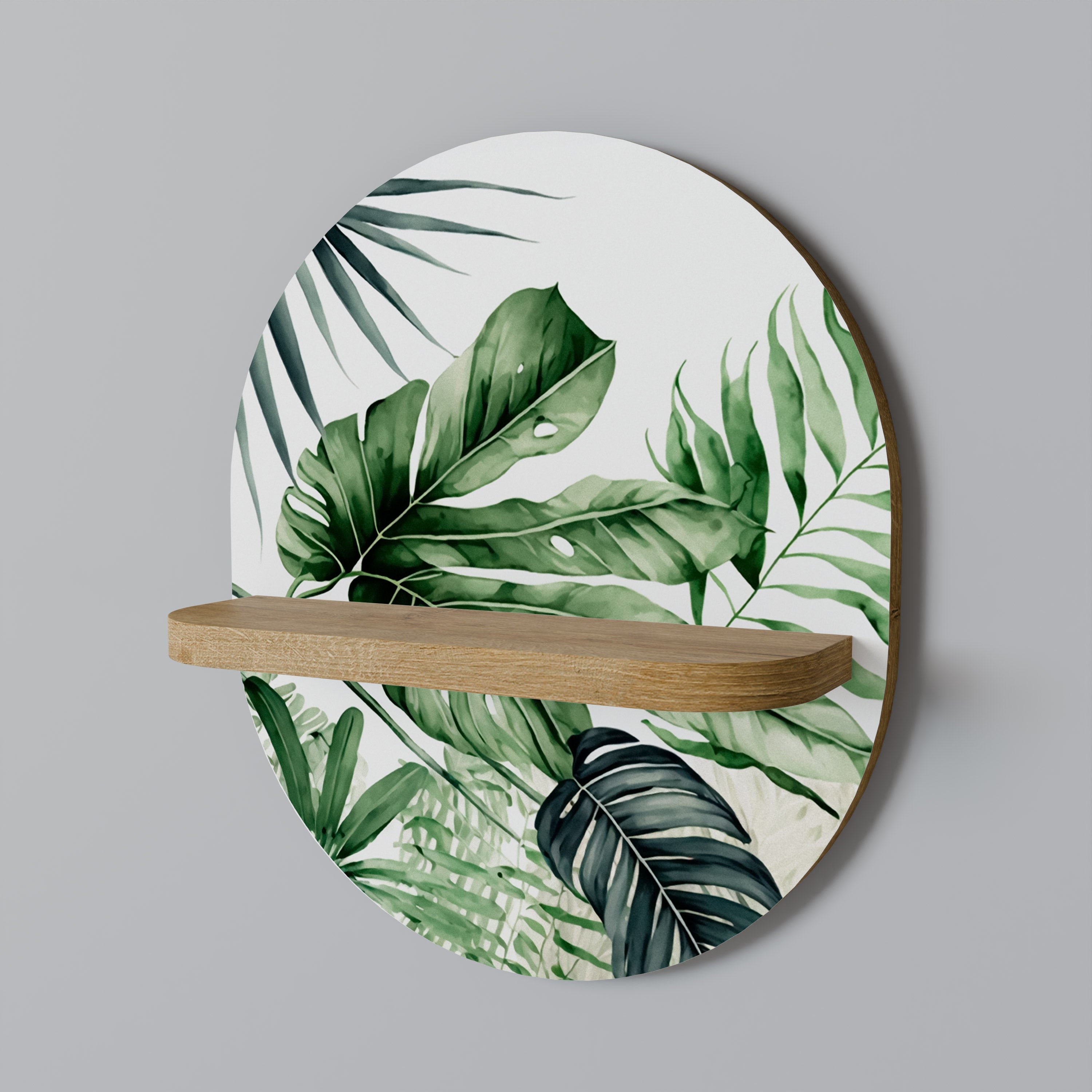 MONSTERA DREAM Ovales Kunstregal in Eichenoptik