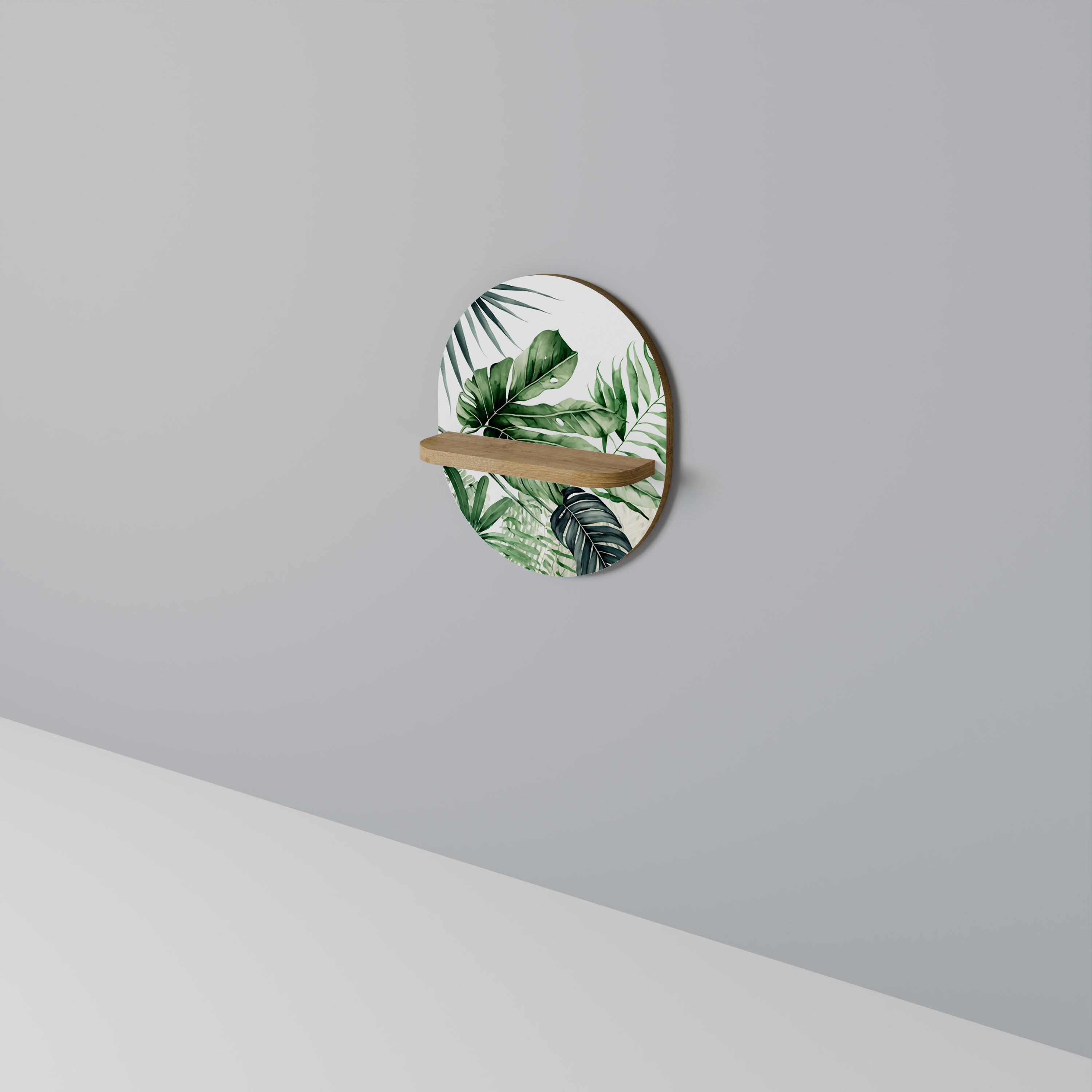 MONSTERA DREAM Ovales Kunstregal in Eichenoptik
