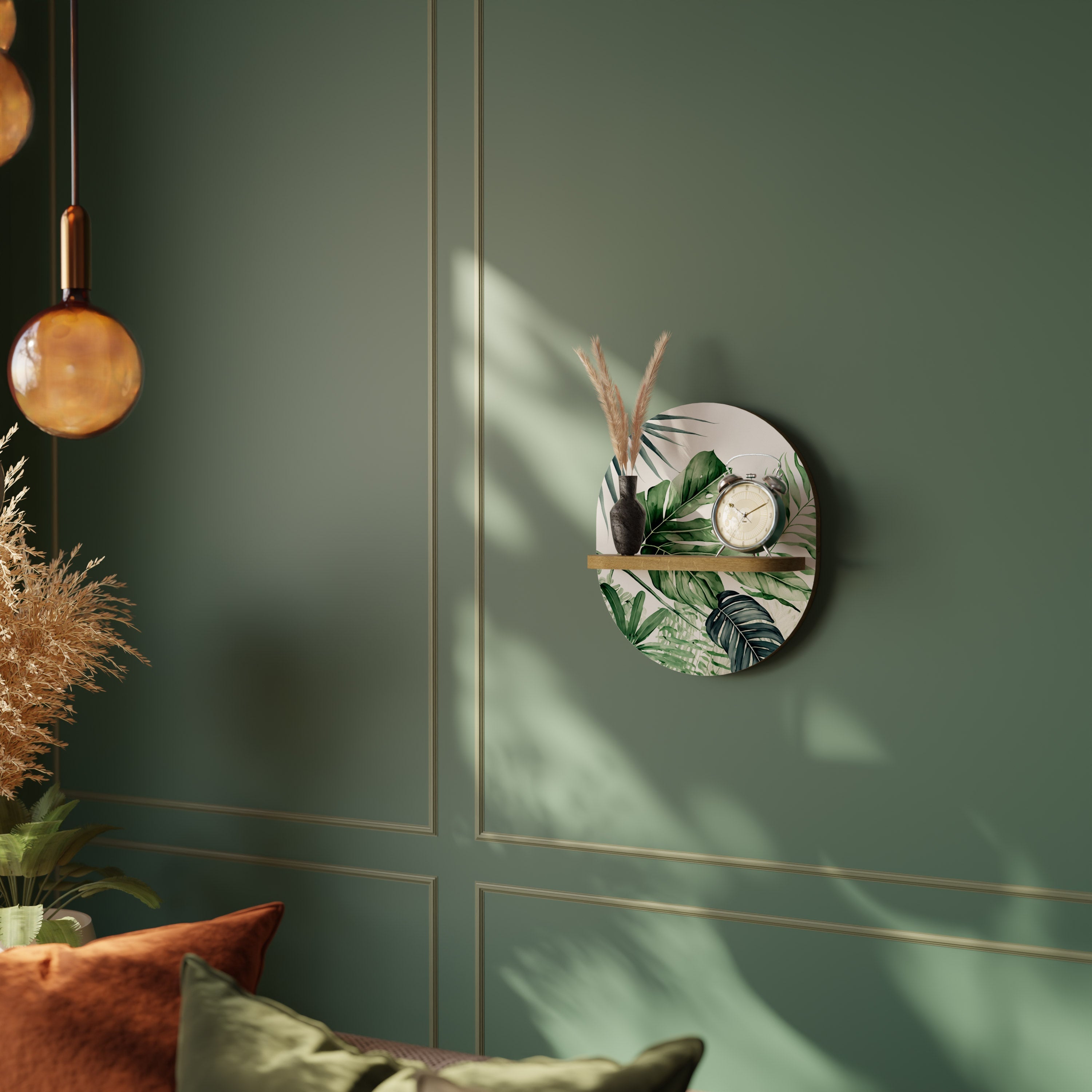 MONSTERA DREAM Ovales Kunstregal in Eichenoptik