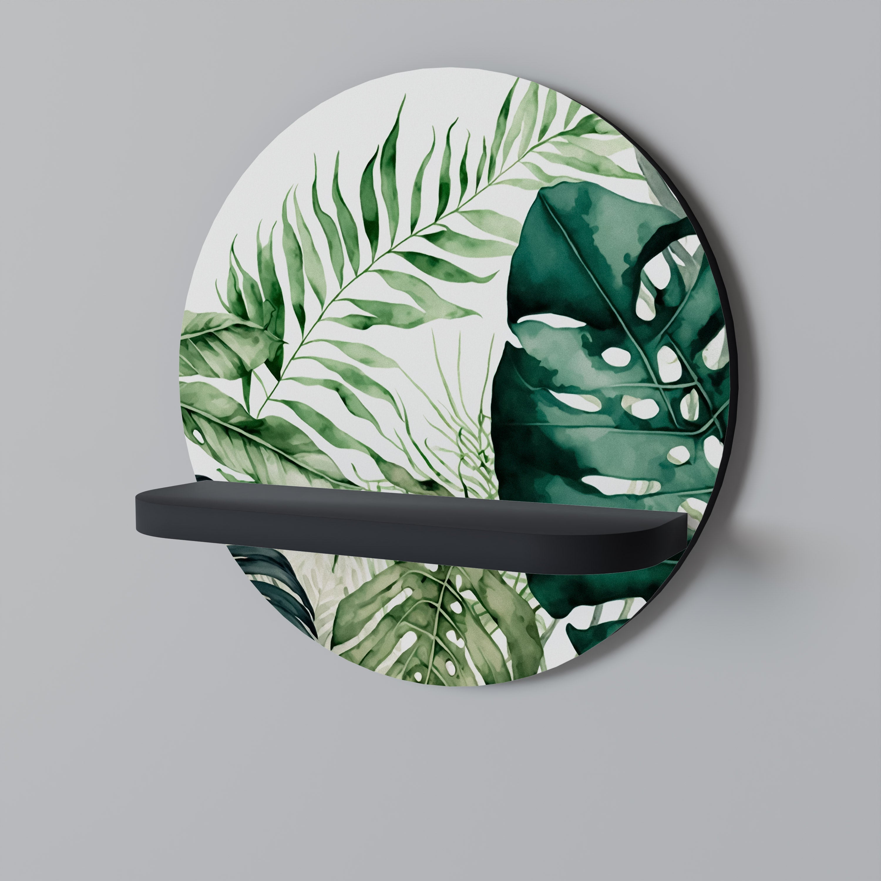 MONSTERA DREAM Rundes Kunstregal in schwarzer Ausführung