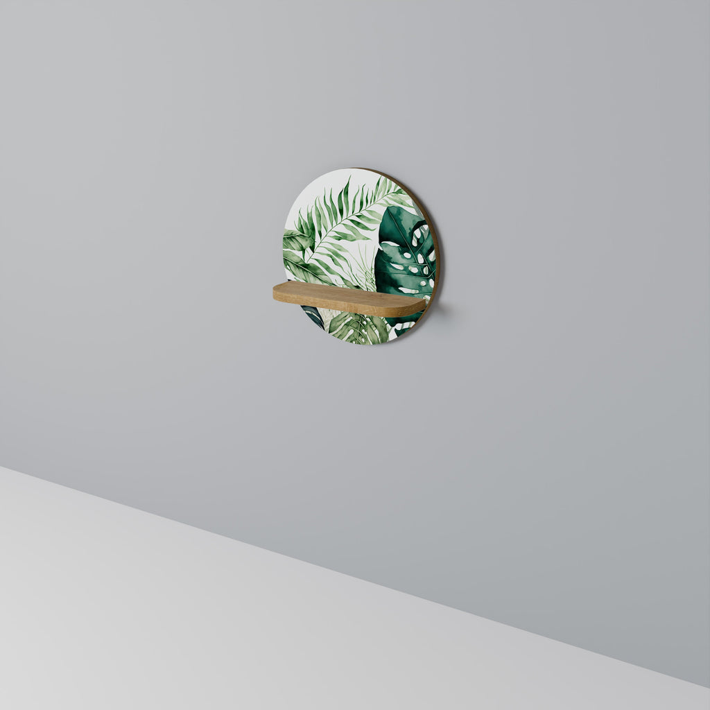 MONSTERA DREAM Rundes Kunstregal in Eiche-Optik