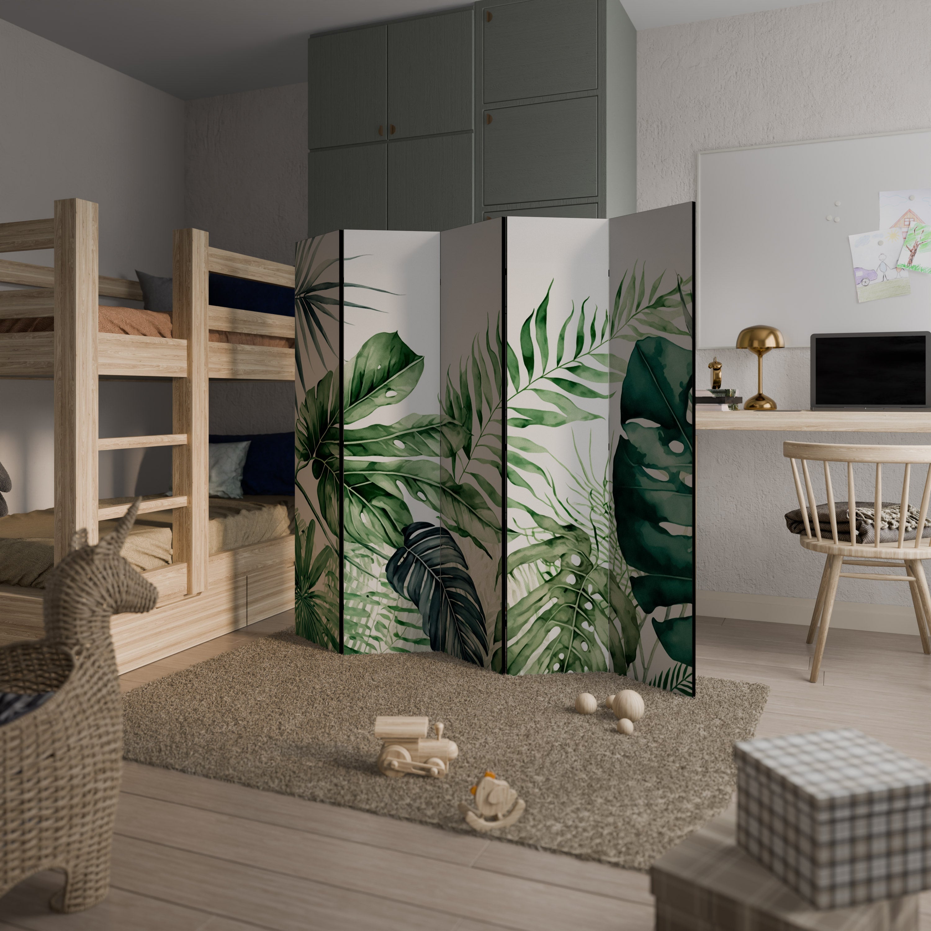 MONSTERA DREAM Dekorativer 5-teiliger Raumteiler