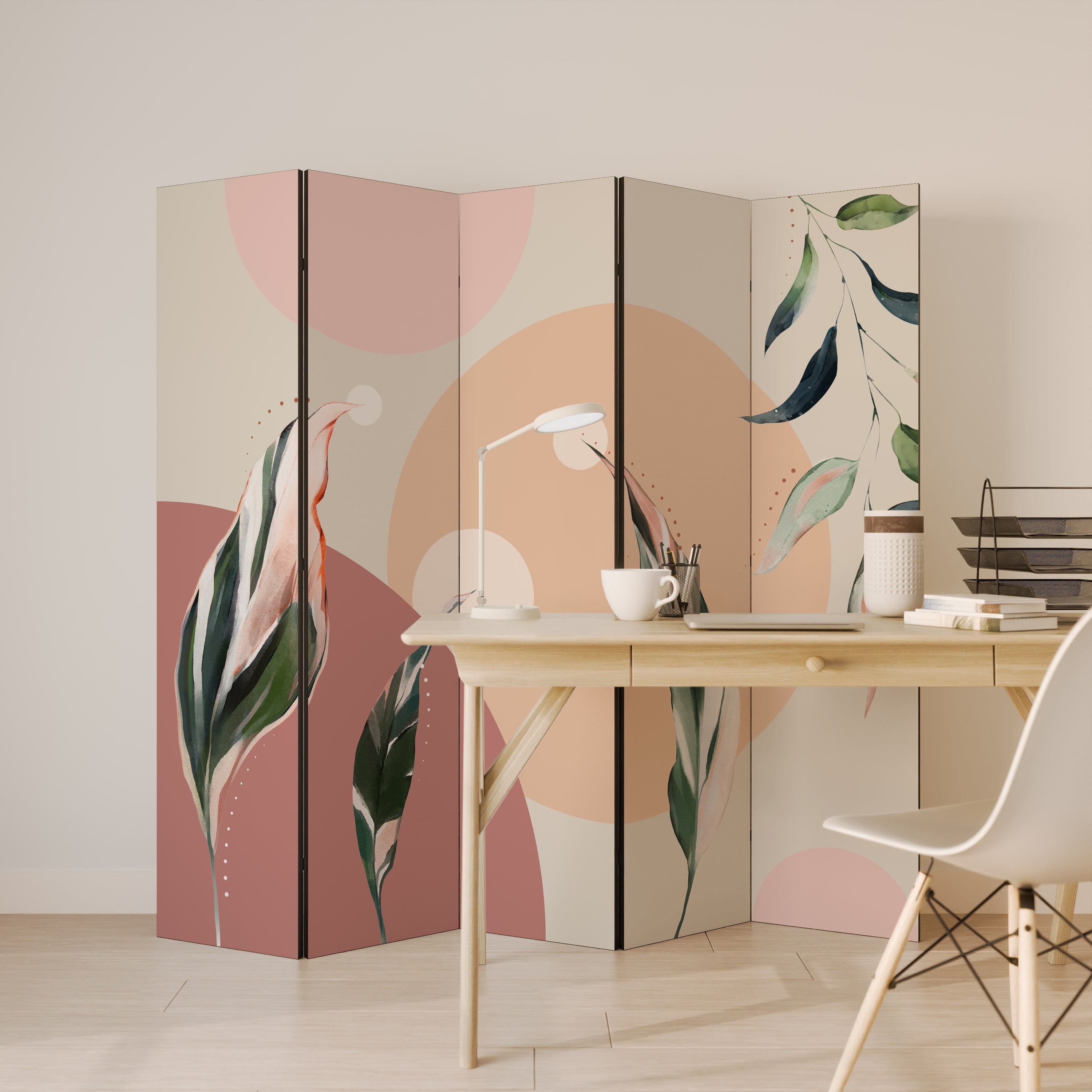 LEAFY SYMPHONY Dekorativer 5-teiliger Raumteiler