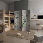 PEACEFUL SPRIGS Dekorativer Paravent - 4-teilig