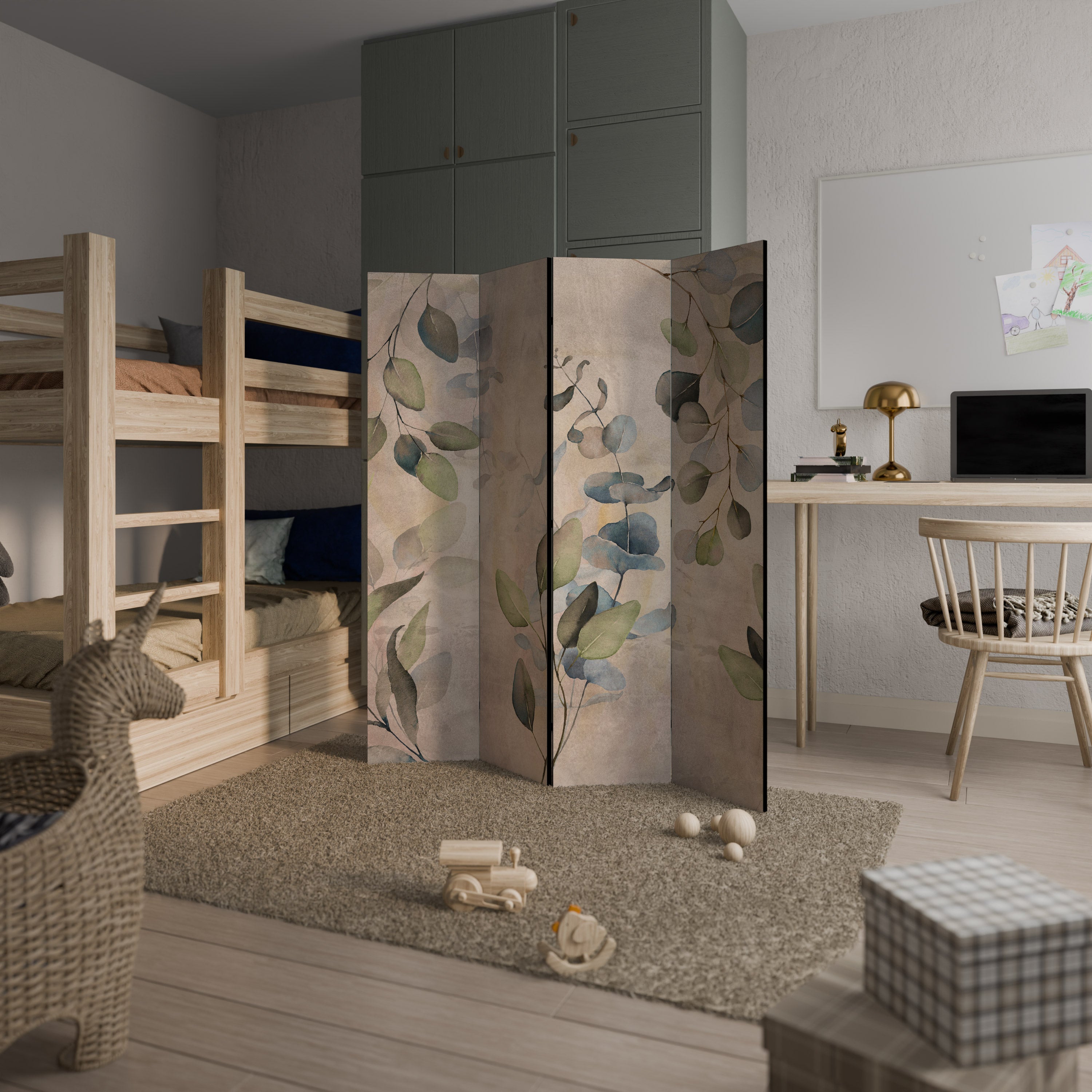 SOFT EARTHEN EMBRACE Dekorativer 4-teiliger Raumteiler