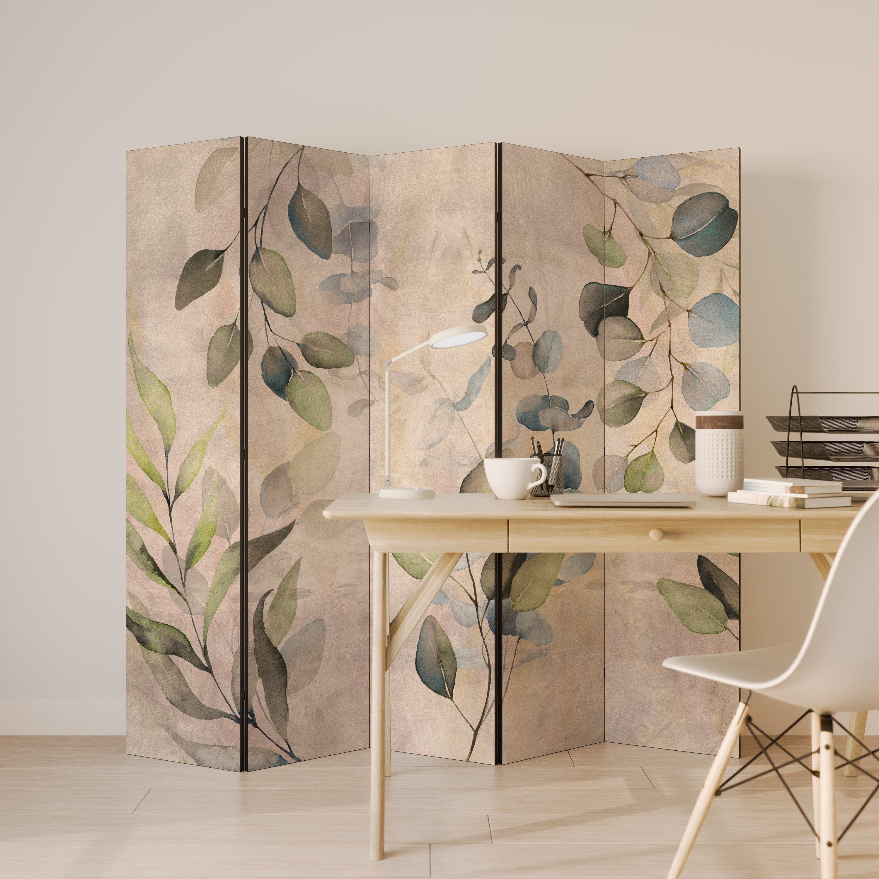 SOFT EARTHEN EMBRACE 5-Panel Room Divider