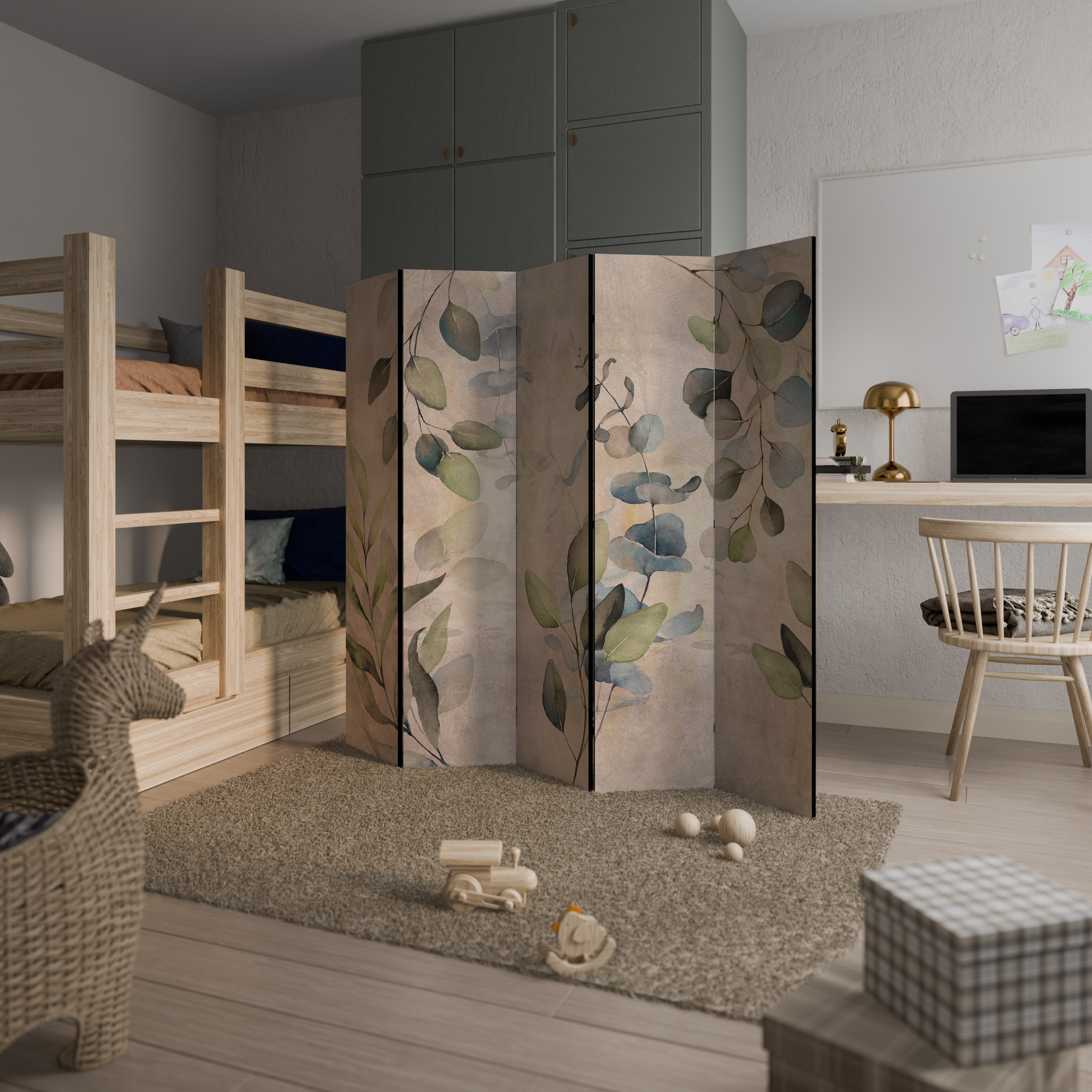 SOFT EARTHEN EMBRACE 5-Panel Room Divider