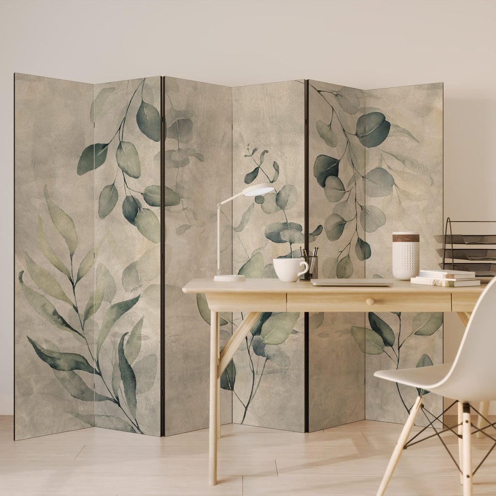 Dekorativer Raumteiler mit 6 Paneelen in erdigen Tönen und Eleganz