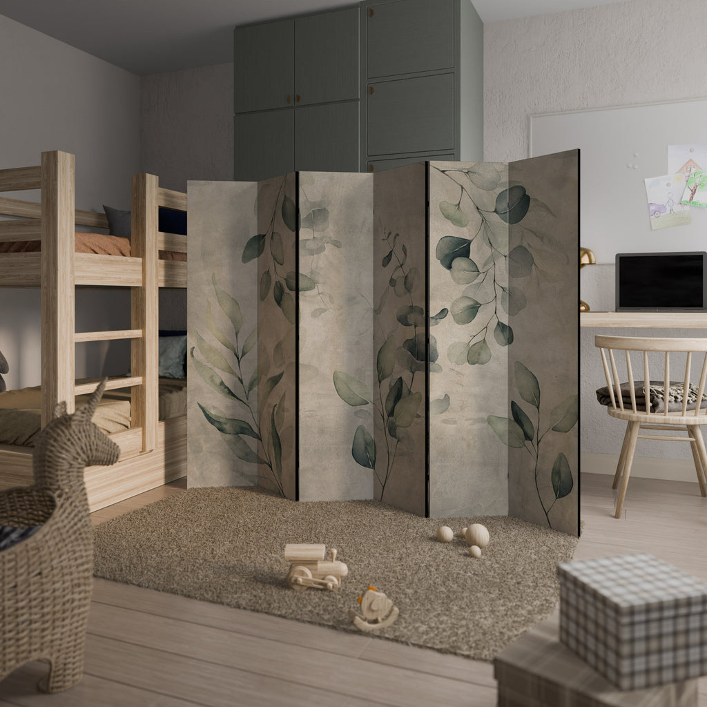 Dekorativer Raumteiler mit 6 Paneelen in erdigen Tönen und Eleganz