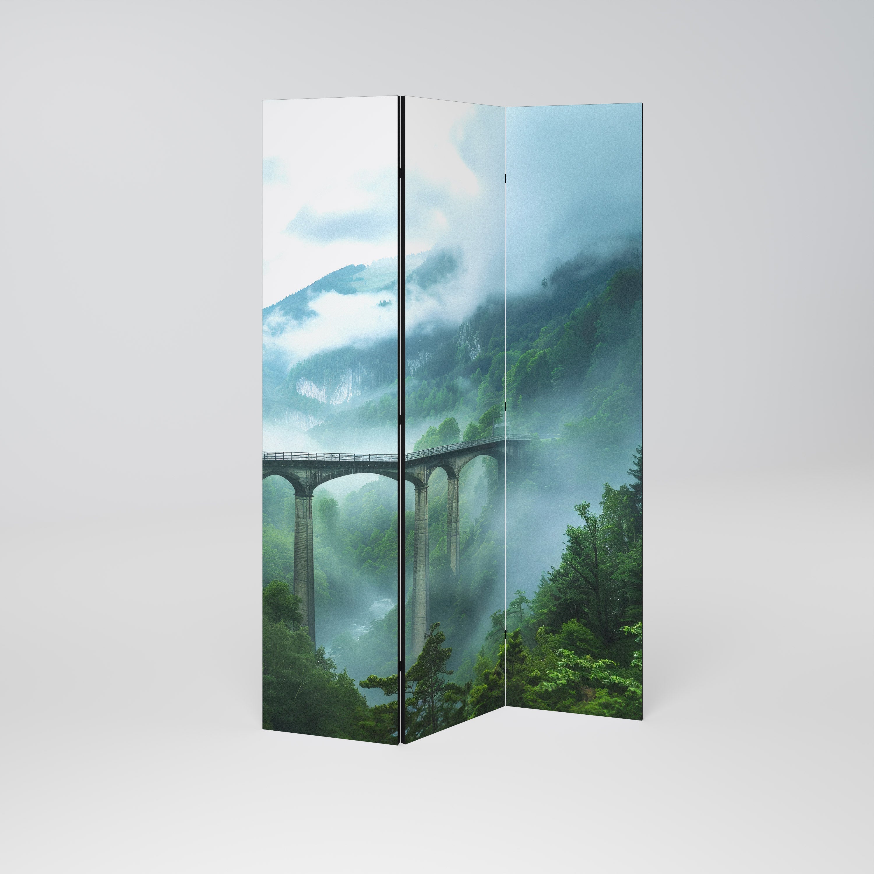 MISTY MOUNTAIN BRIDGES Dekorativer 3-teiliger Raumteiler