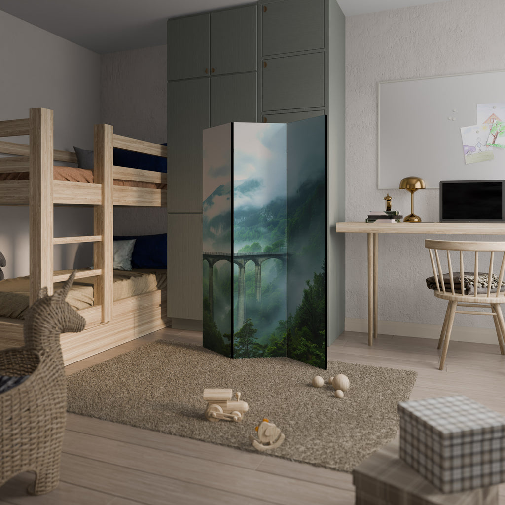 MISTY MOUNTAIN BRIDGES 3-Panel Room Divider