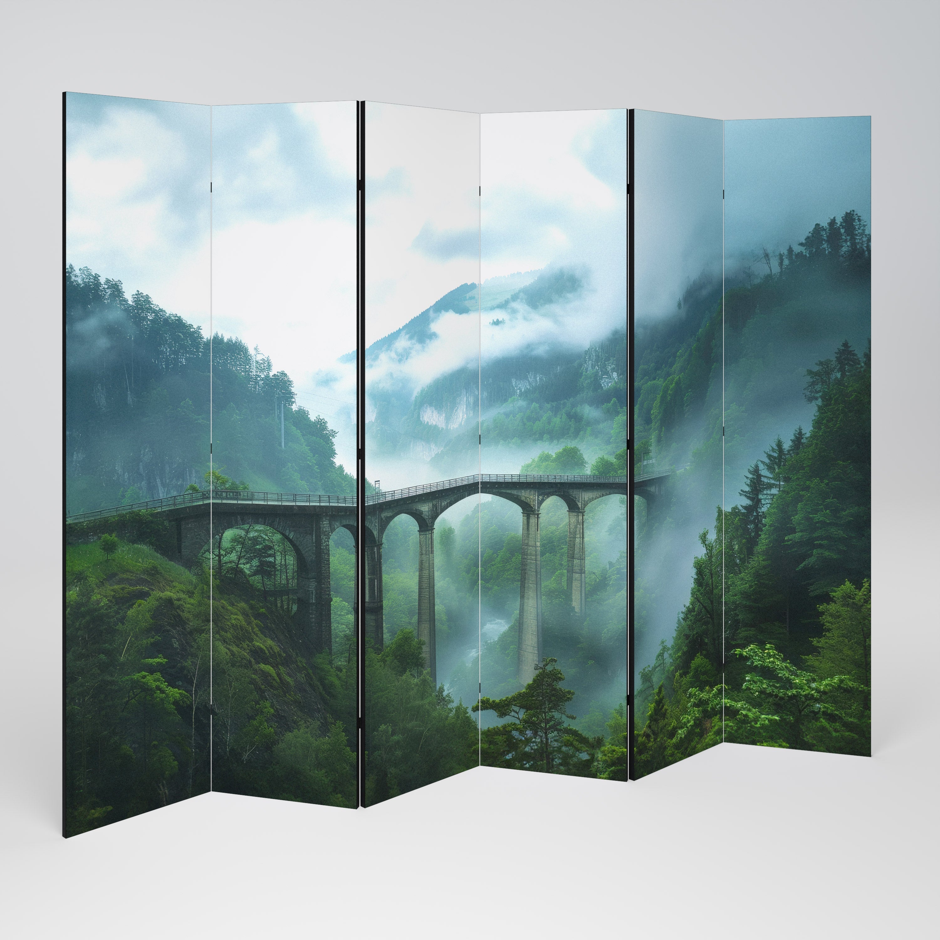 MISTY MOUNTAIN BRIDGES Dekorativer 6-teiliger Raumteiler