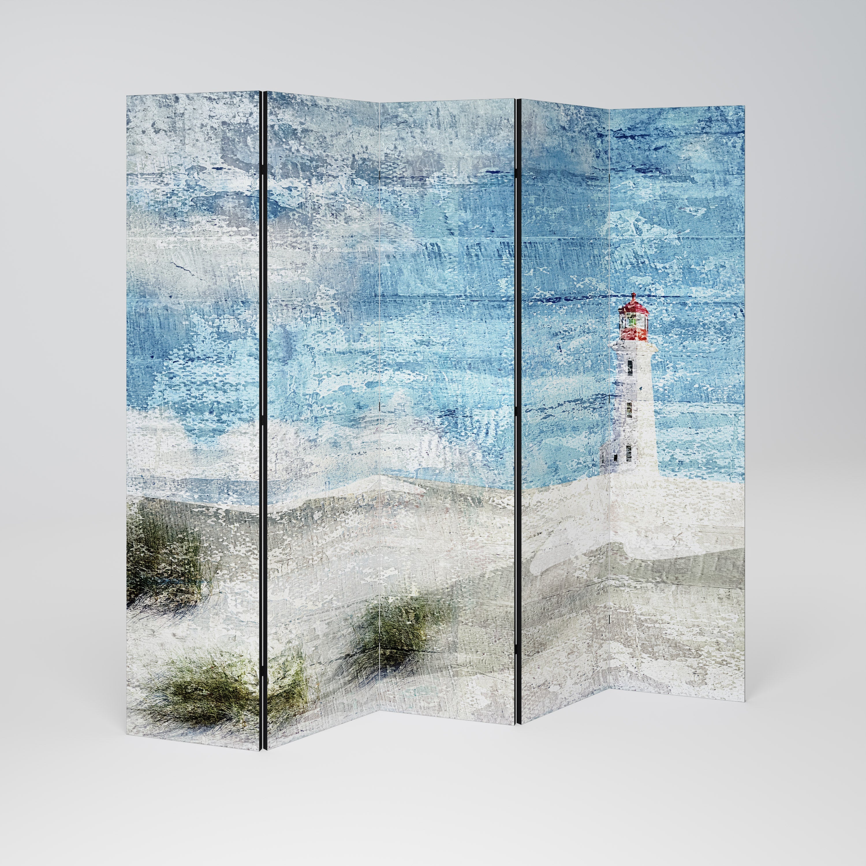 Dekorativer 5-teiliger Raumteiler „Lighthouse in Tranquility“