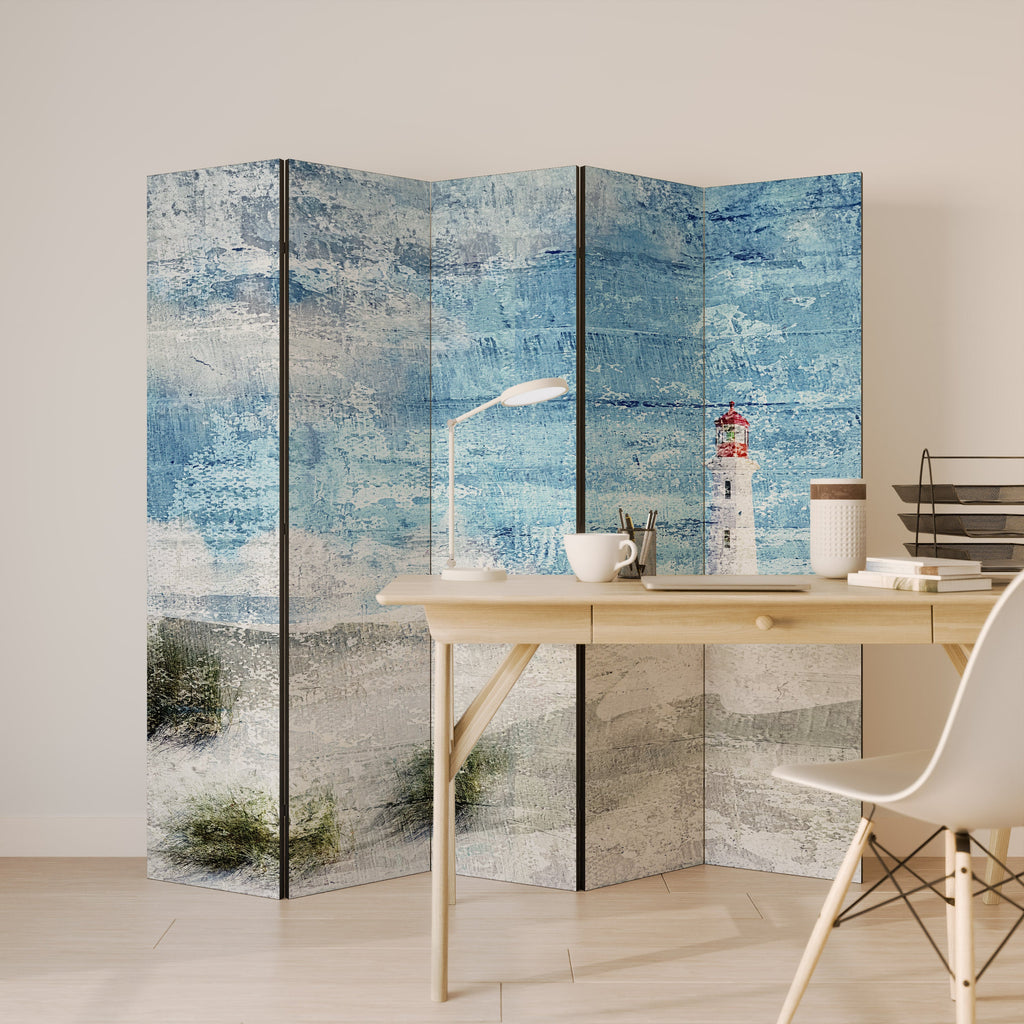 Dekorativer 5-teiliger Raumteiler „Lighthouse in Tranquility“