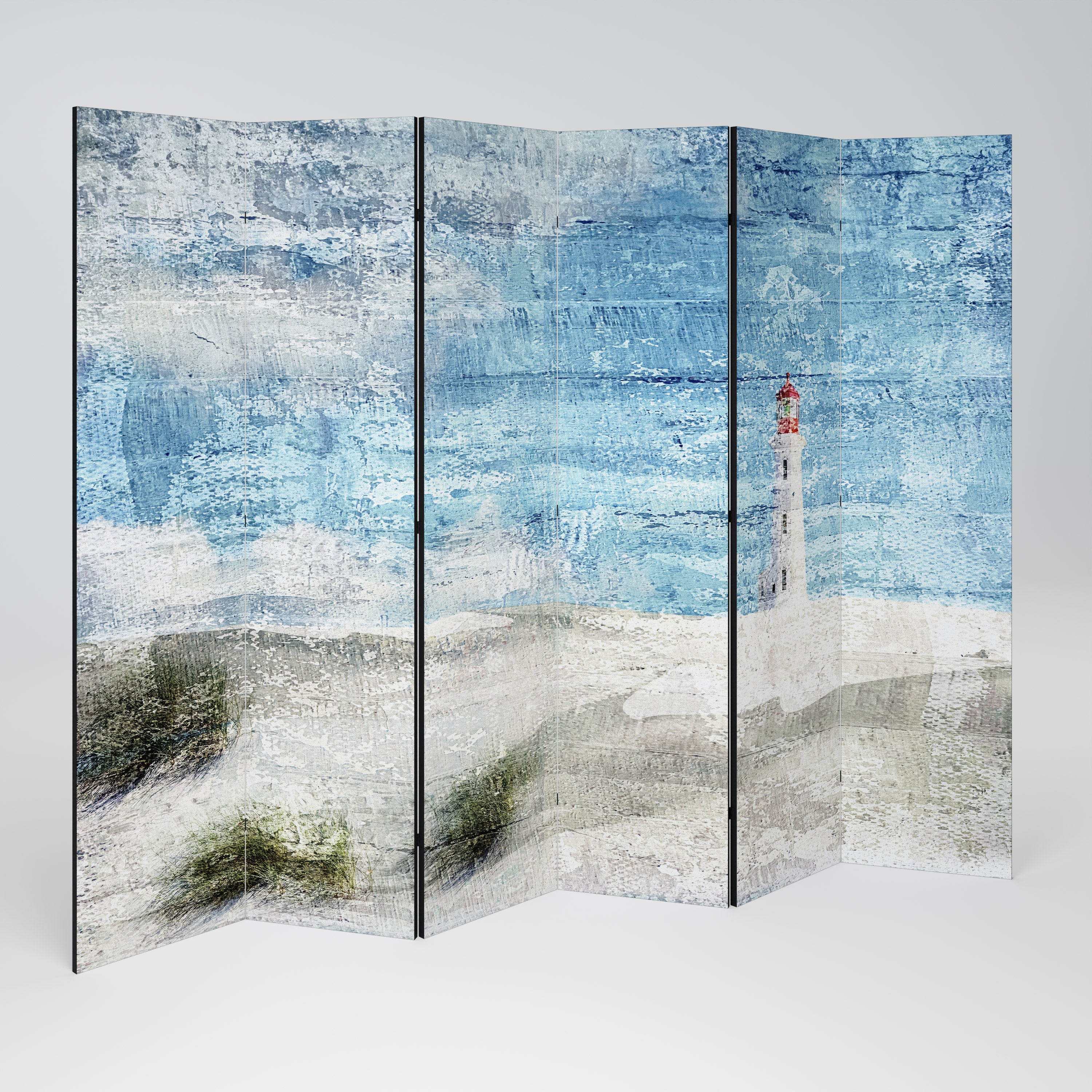 Dekorativer Raumteiler „Lighthouse in Tranquility“ mit 6 Paneelen