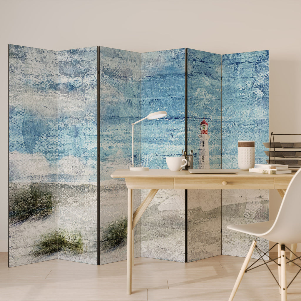 Dekorativer Raumteiler „Lighthouse in Tranquility“ mit 6 Paneelen