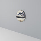 JAPANESE LANDSCAPE Oval Art Shelf In Black Finish