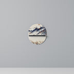 JAPANESE LANDSCAPE Oval Art Shelf In Black Finish