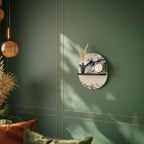 JAPANESE LANDSCAPE Oval Art Shelf In Black Finish