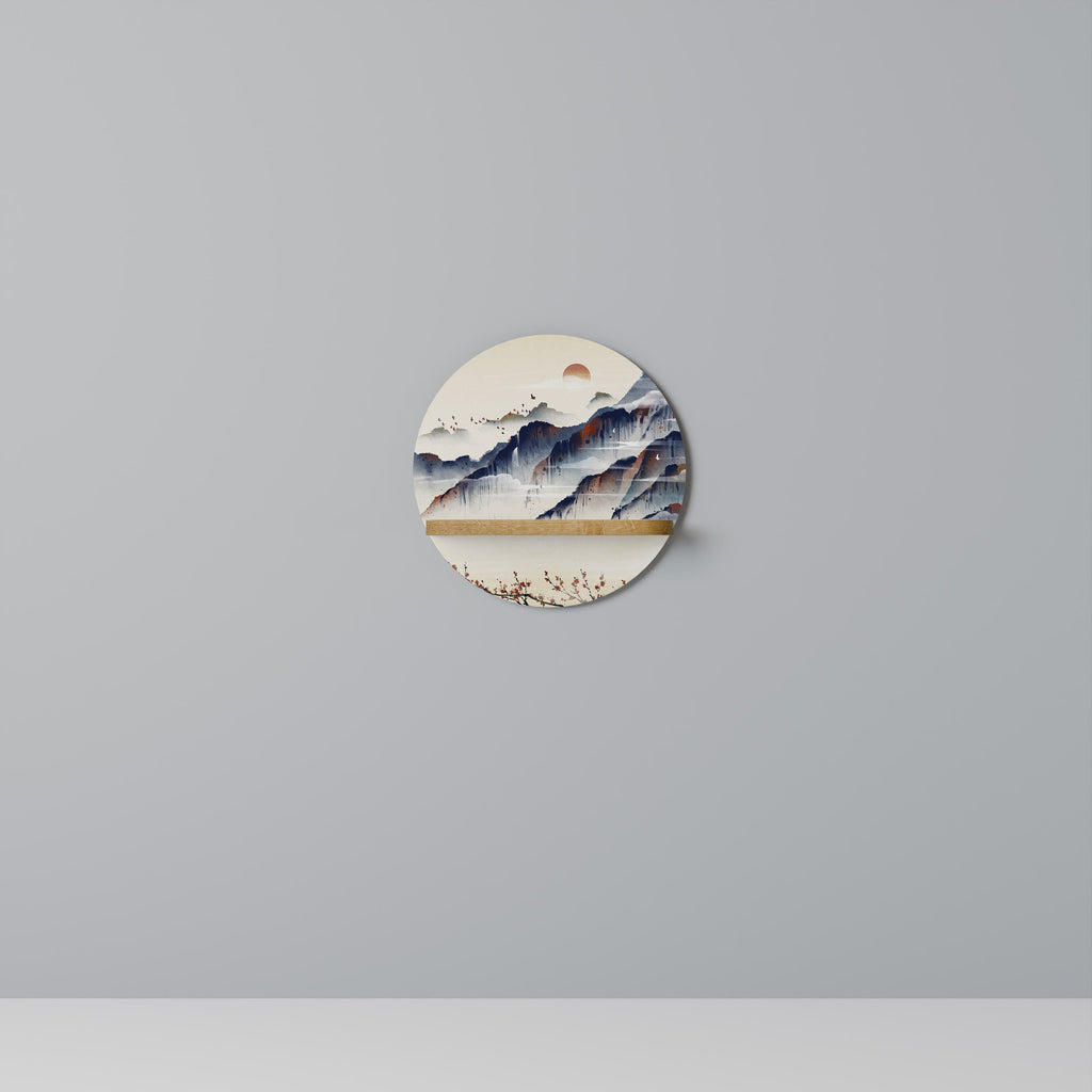 JAPANESE LANDSCAPE Rundes Kunstregal in Eiche-Optik
