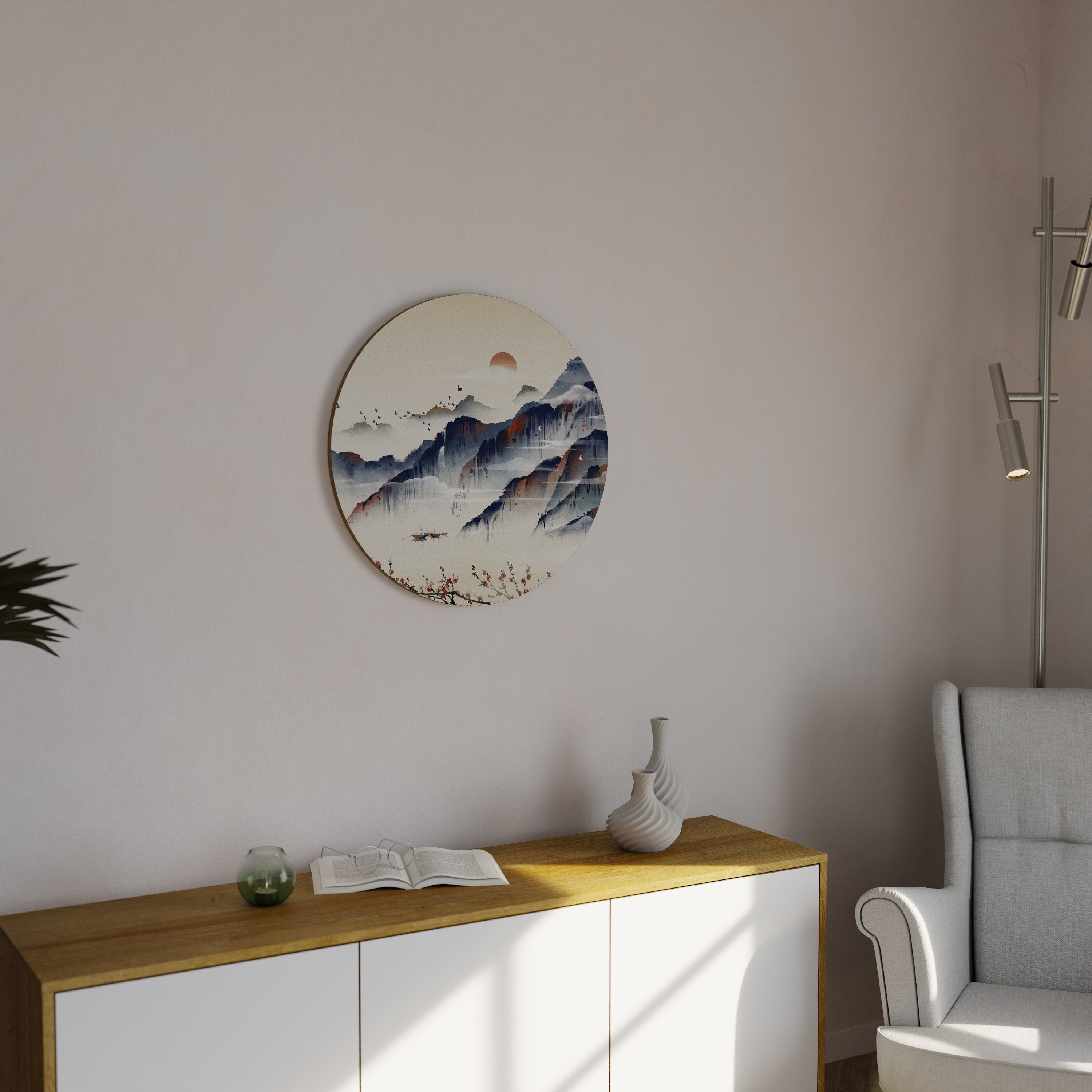 JAPANESE LANDSCAPE Runde Wanddekoration Ø 69 cm